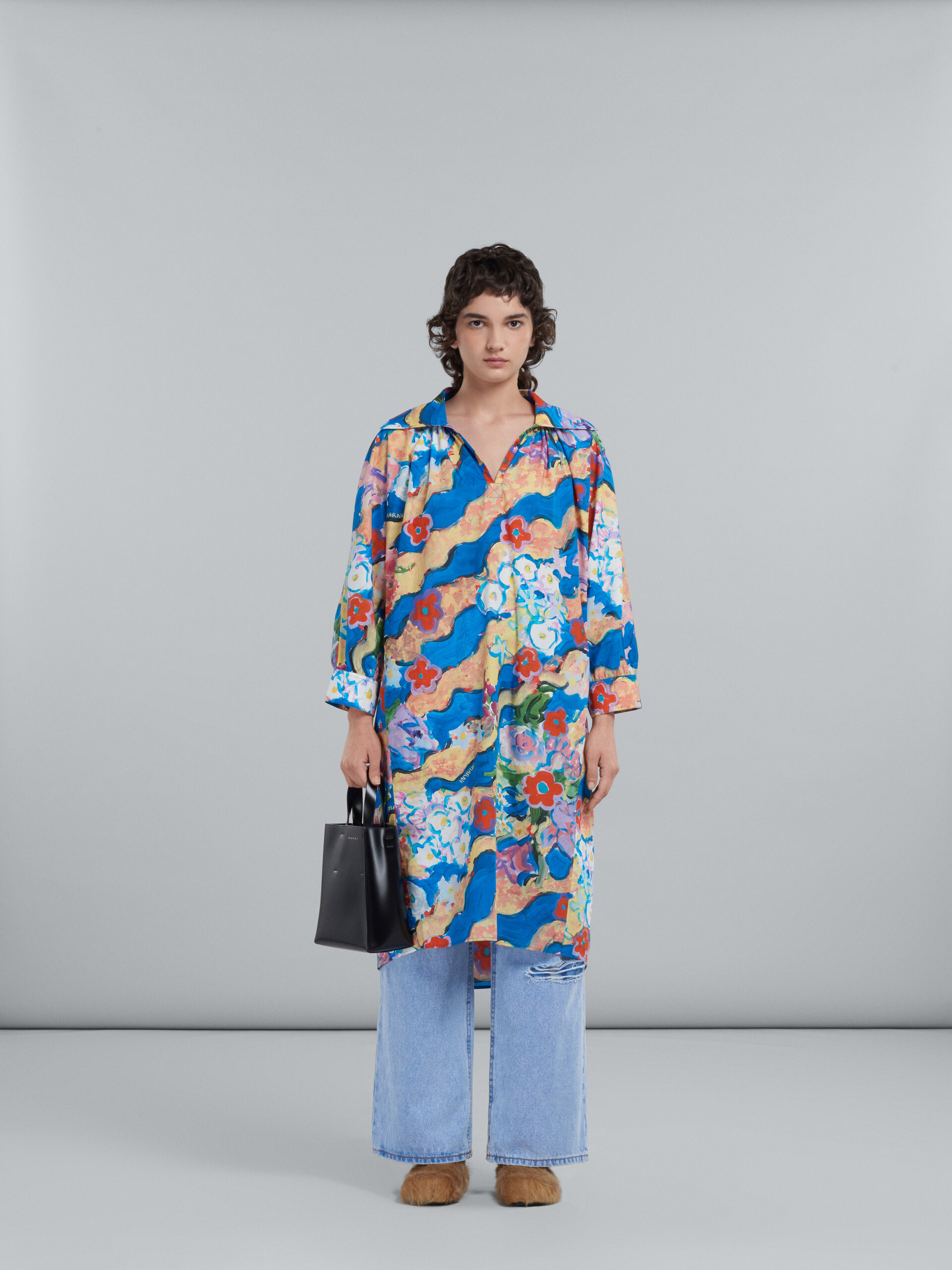 Zweifarbige MUSEO Tasche aus glänzendem Kalbsleder mit Schulterriemen - Shopper - Image 2