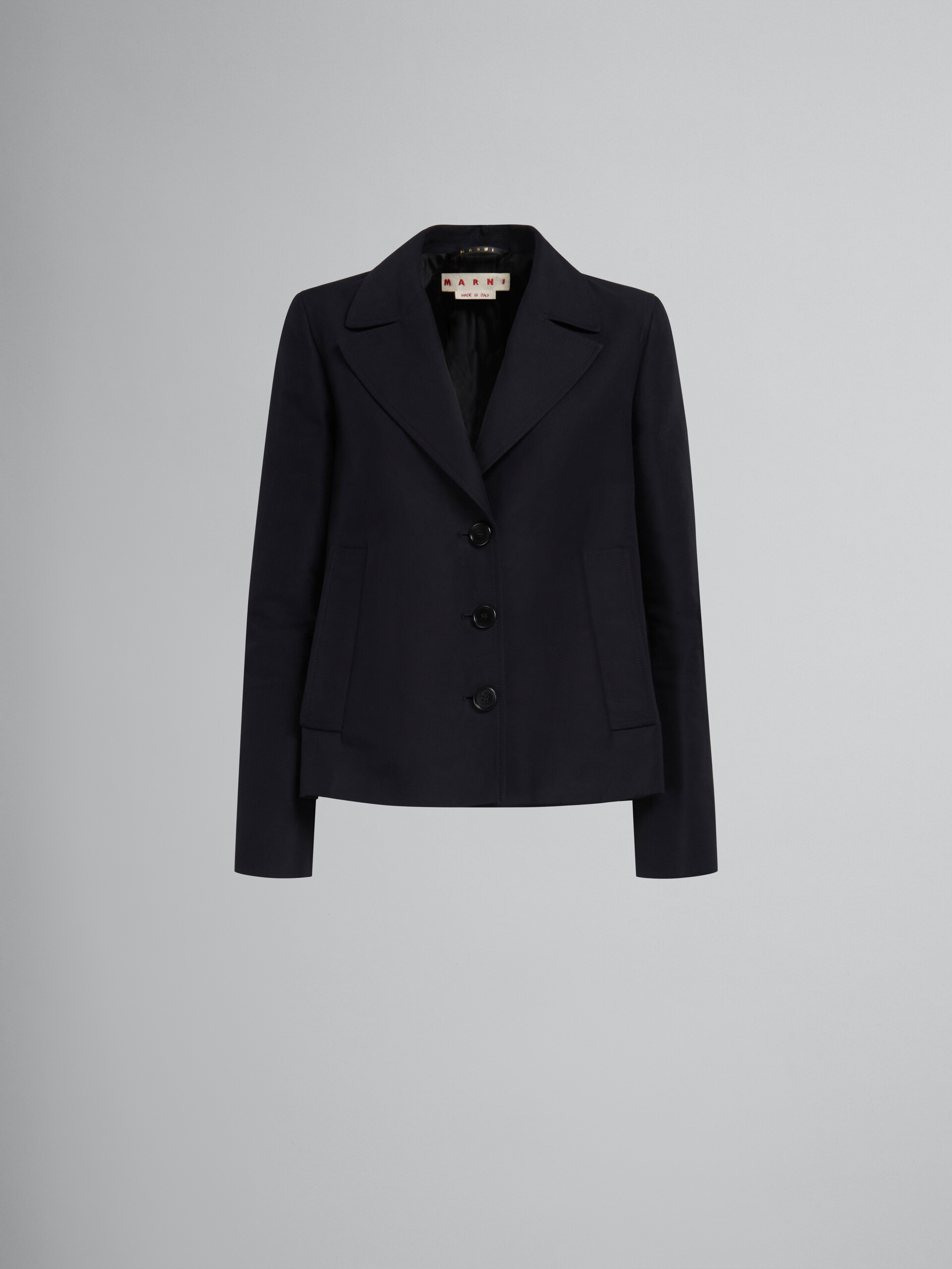 Black A-line cady jacket with back pleat - Jackets - Image 1