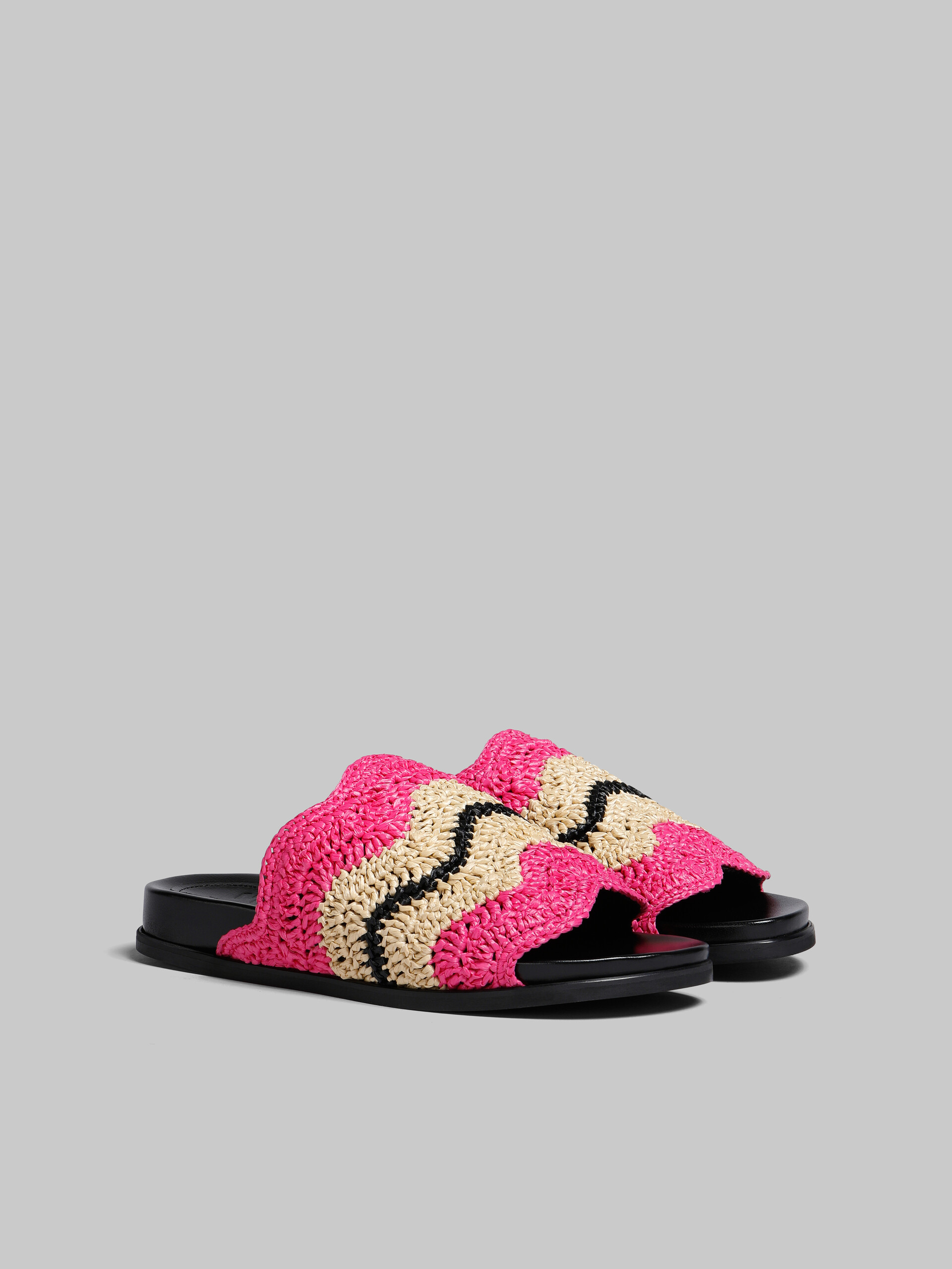 Marni x No Vacancy Inn - Fuchsia crochet raffia slide - Sandals - Image 2