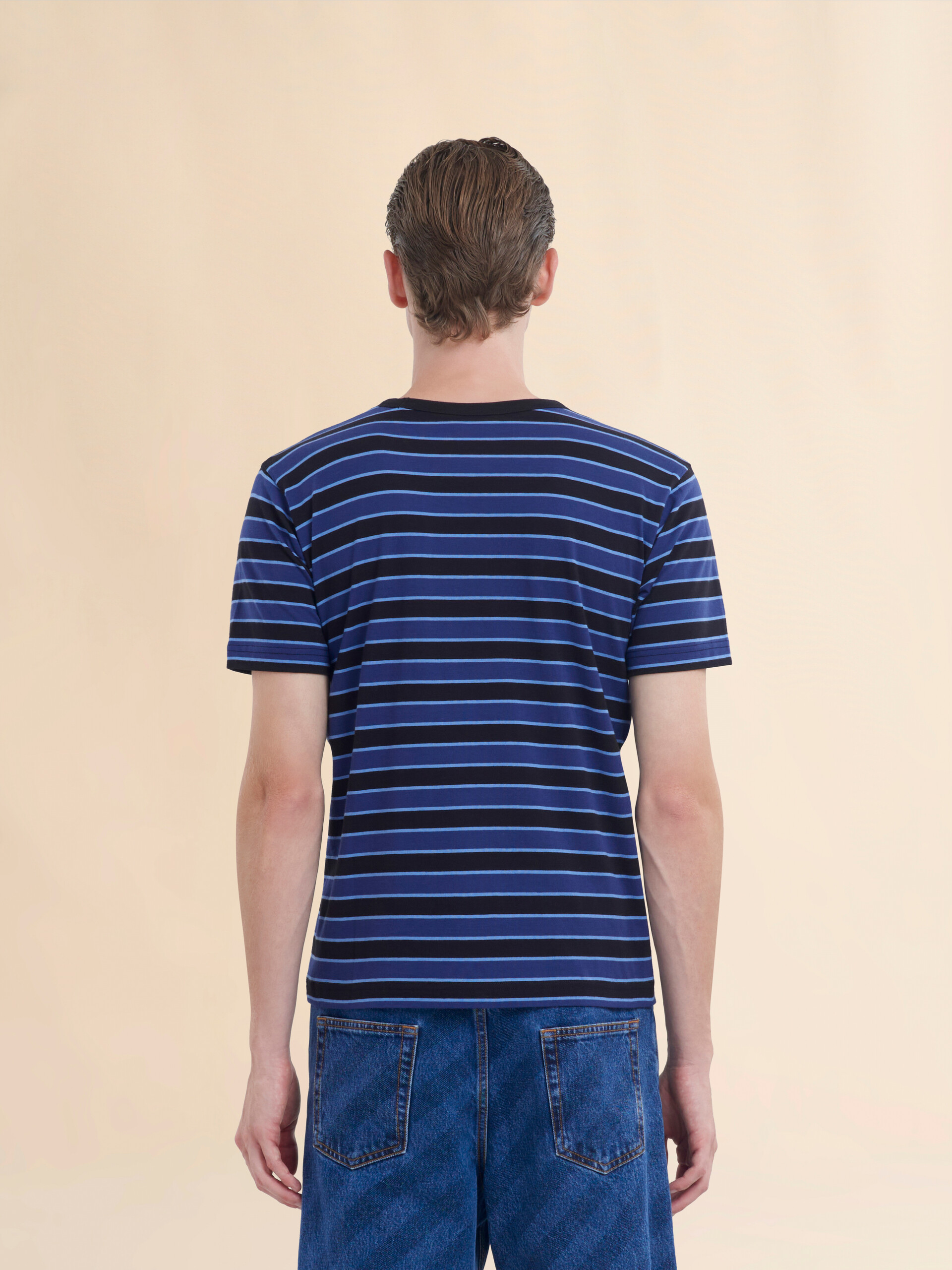 T-shirt boxy in jersey a righe blu - Camicie - Image 3