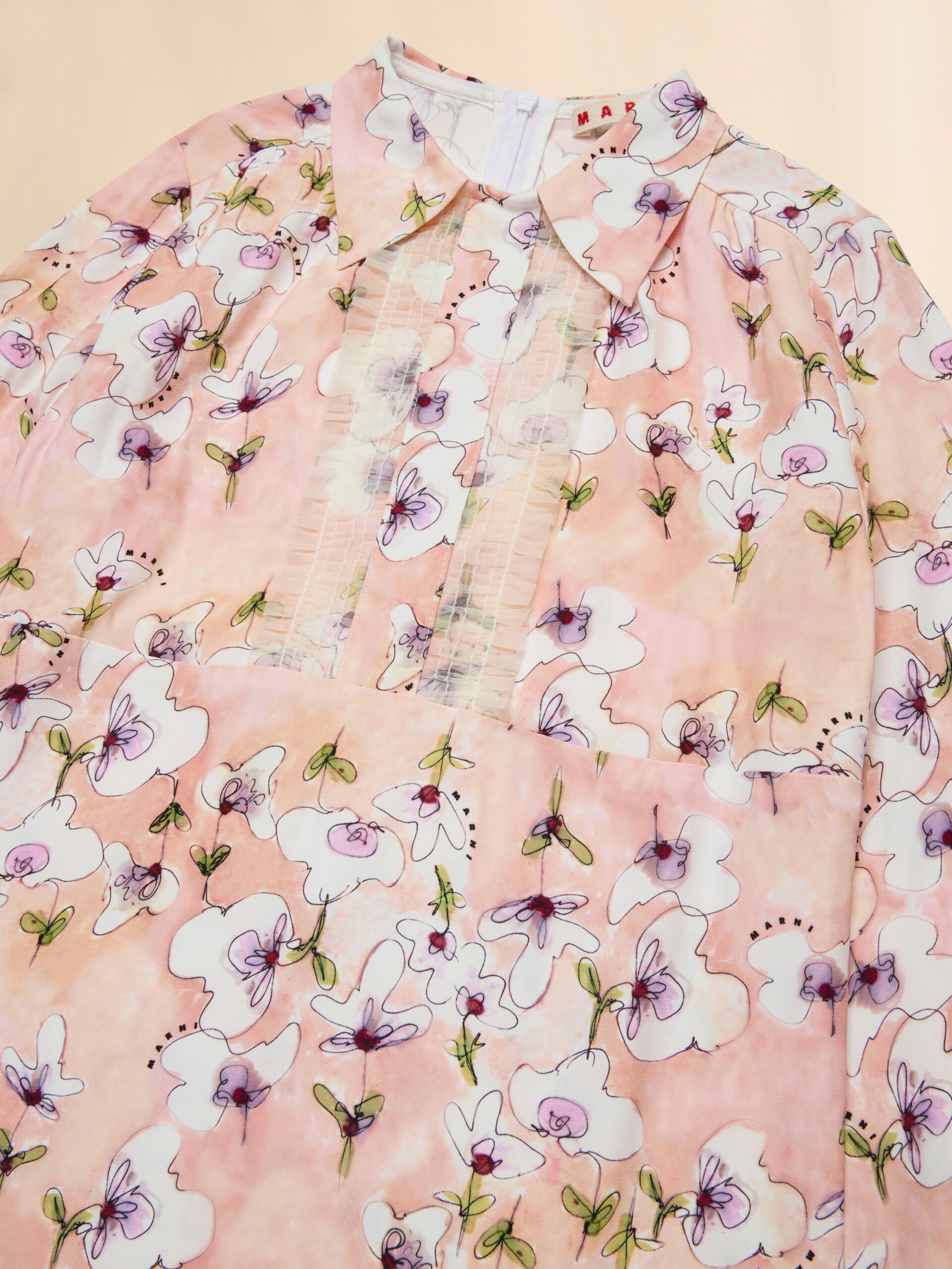 Pink viscose dress with Ninfee print - Dresses - Image 3