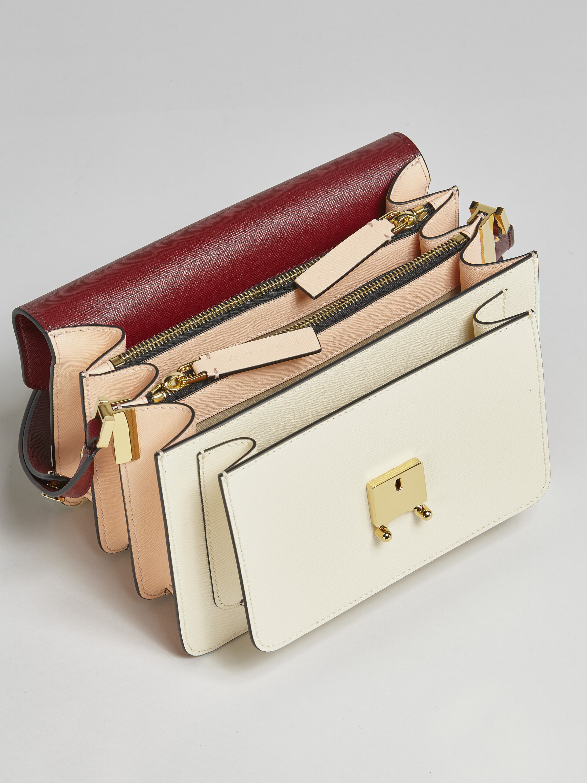 TRUNK medium bag in red white and pink saffiano leather - Shoulder Bags - Image 3