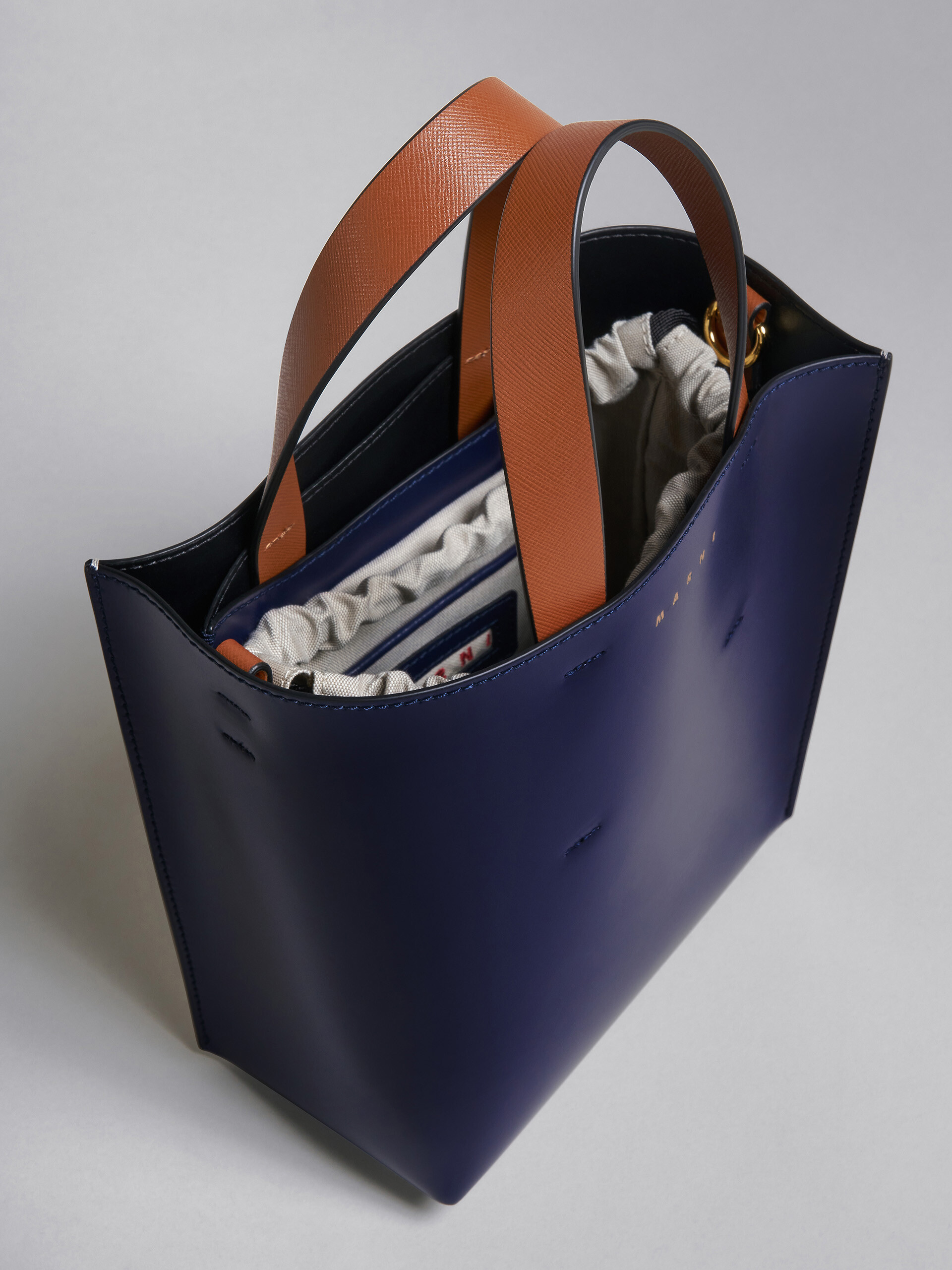 MUSEO mini bag in blue and white leather - Shopping Bags - Image 4