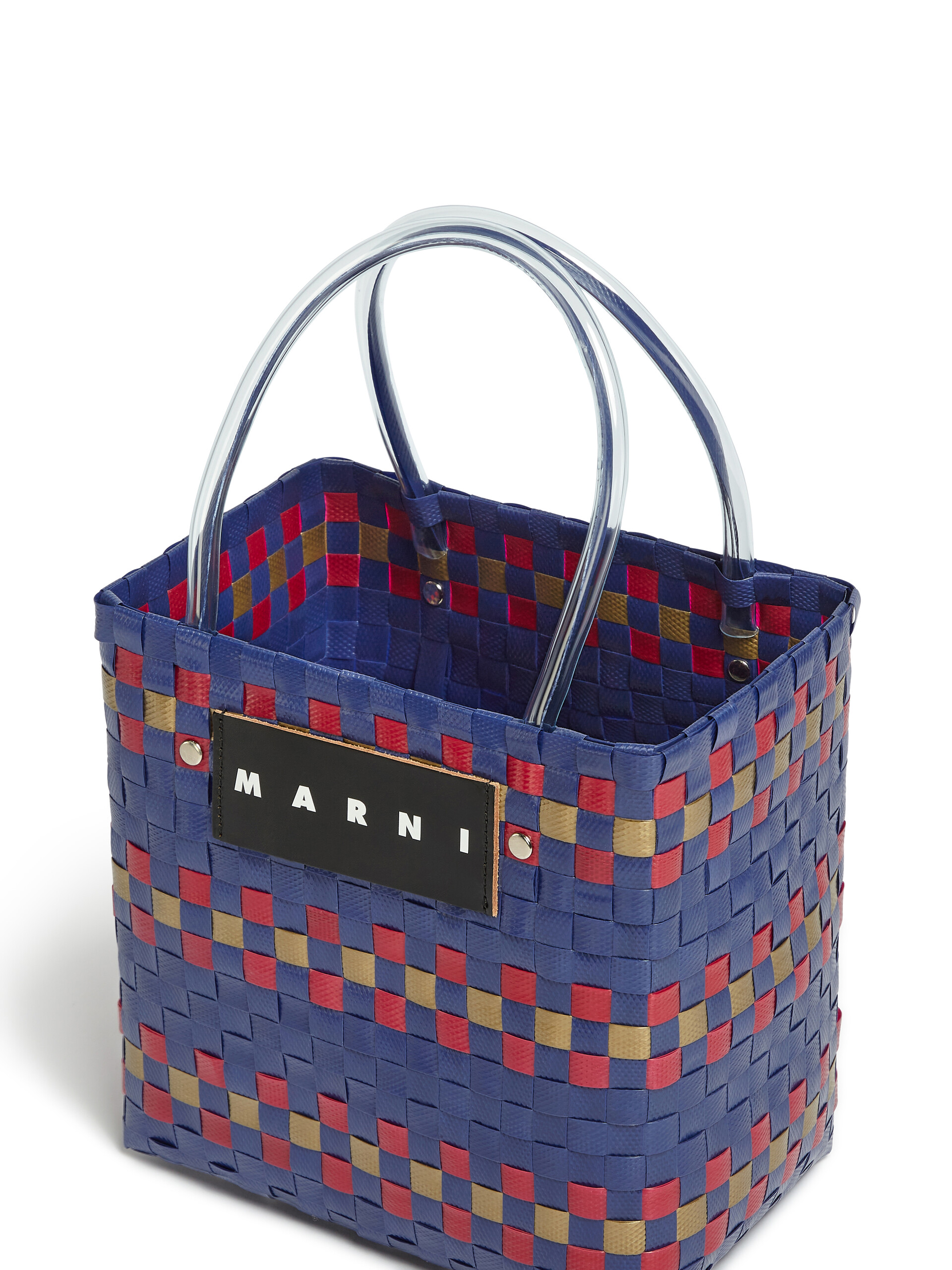 MARNI MARKET BASKET bag in blue woven material - Shopping Bags - Image 4