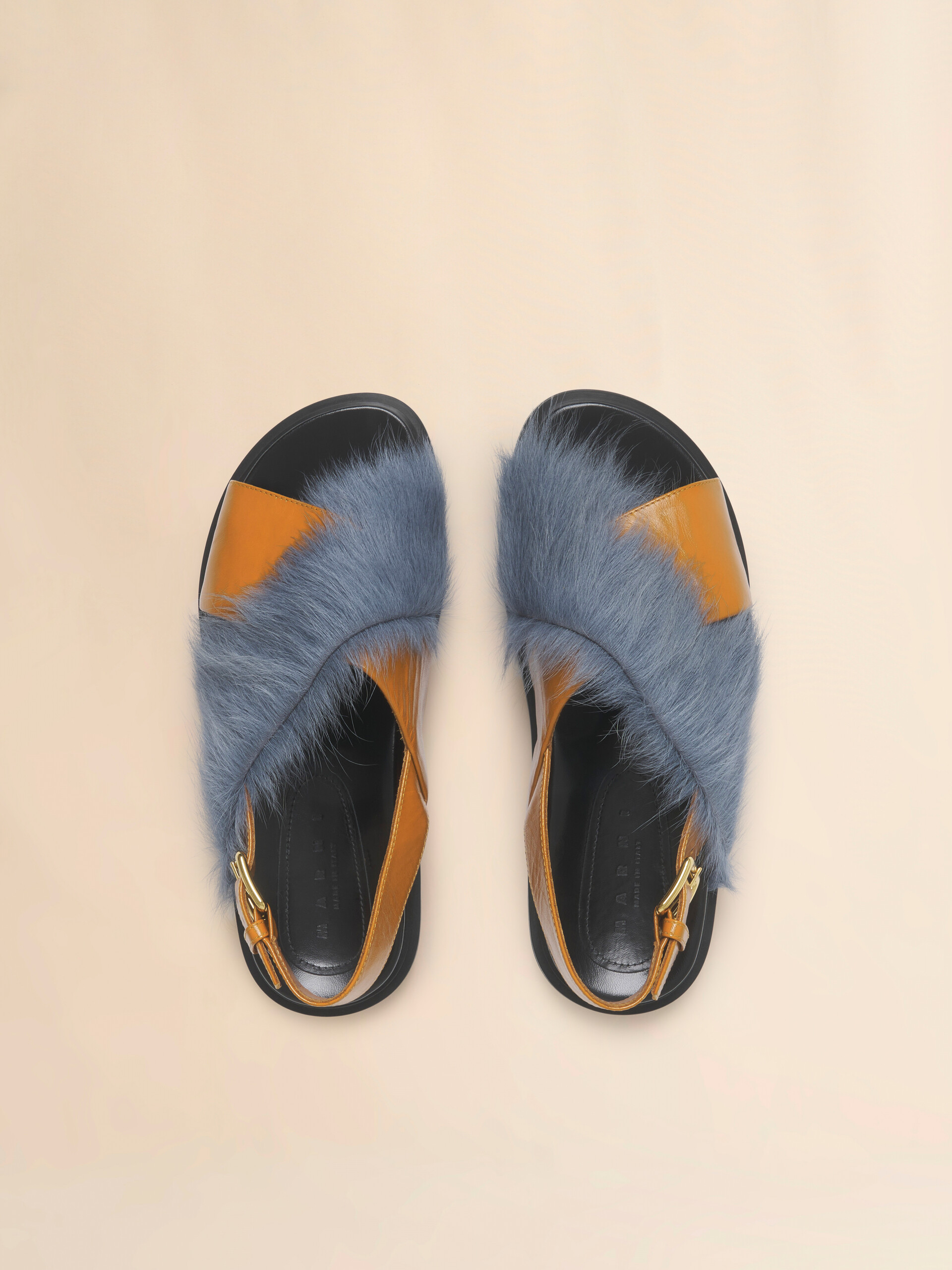 Tan and blue long-hair and leather Fussbett - Sandals - Image 4