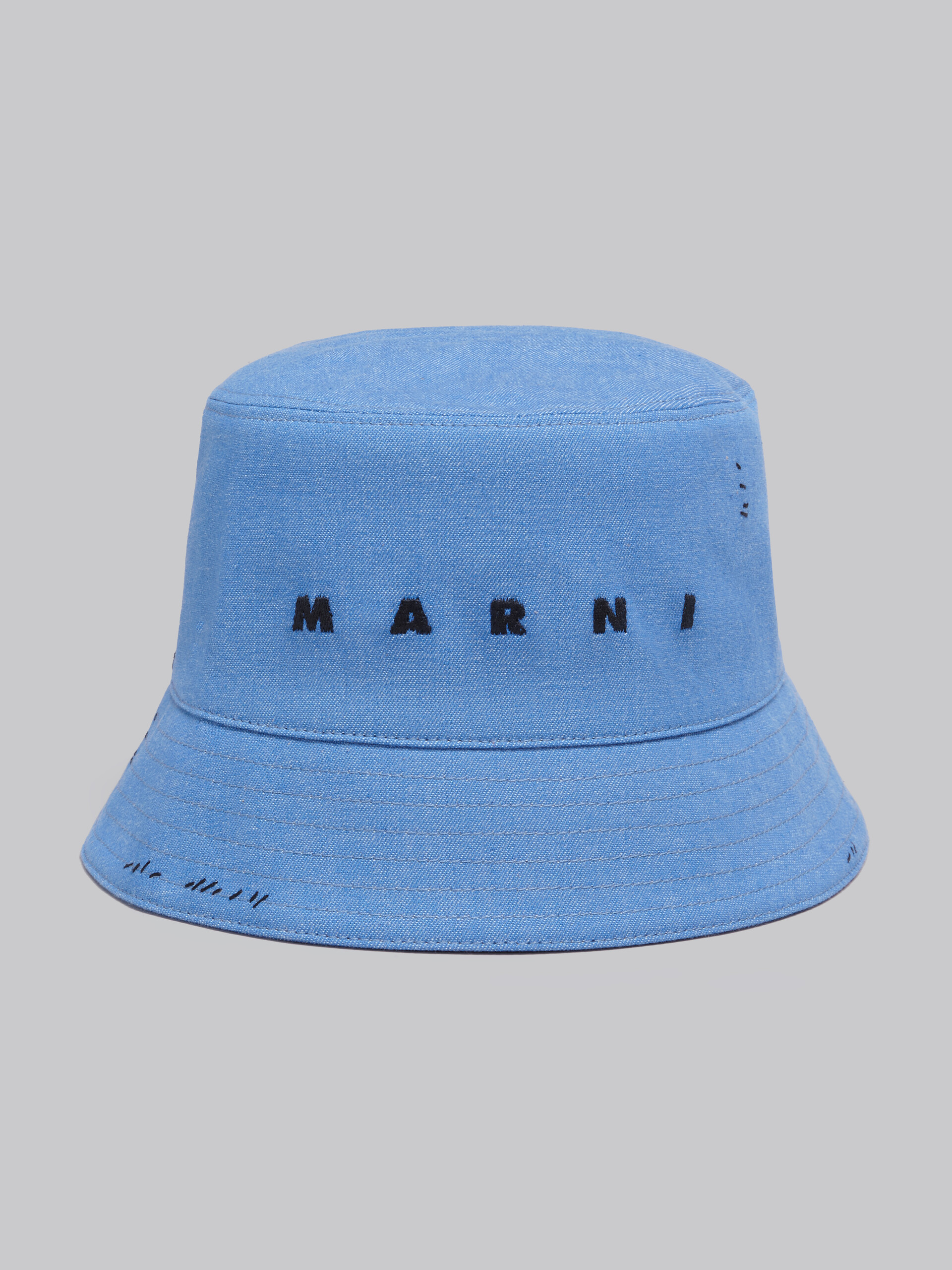 Blue denim bucket hat with Marni mending - Hats - Image 4