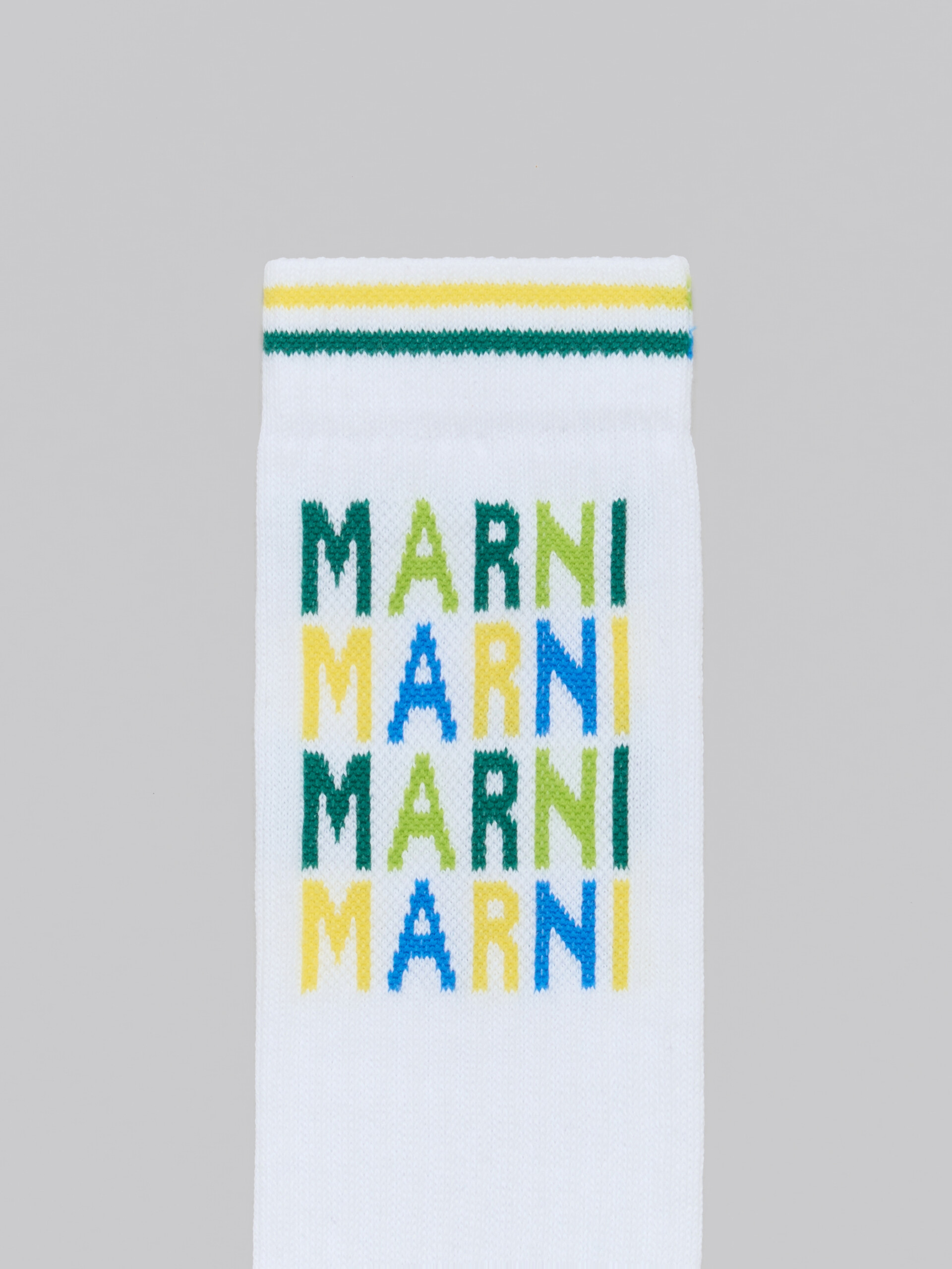 Black ribbed cotton socks with multicoloured logos - Socks - Image 3