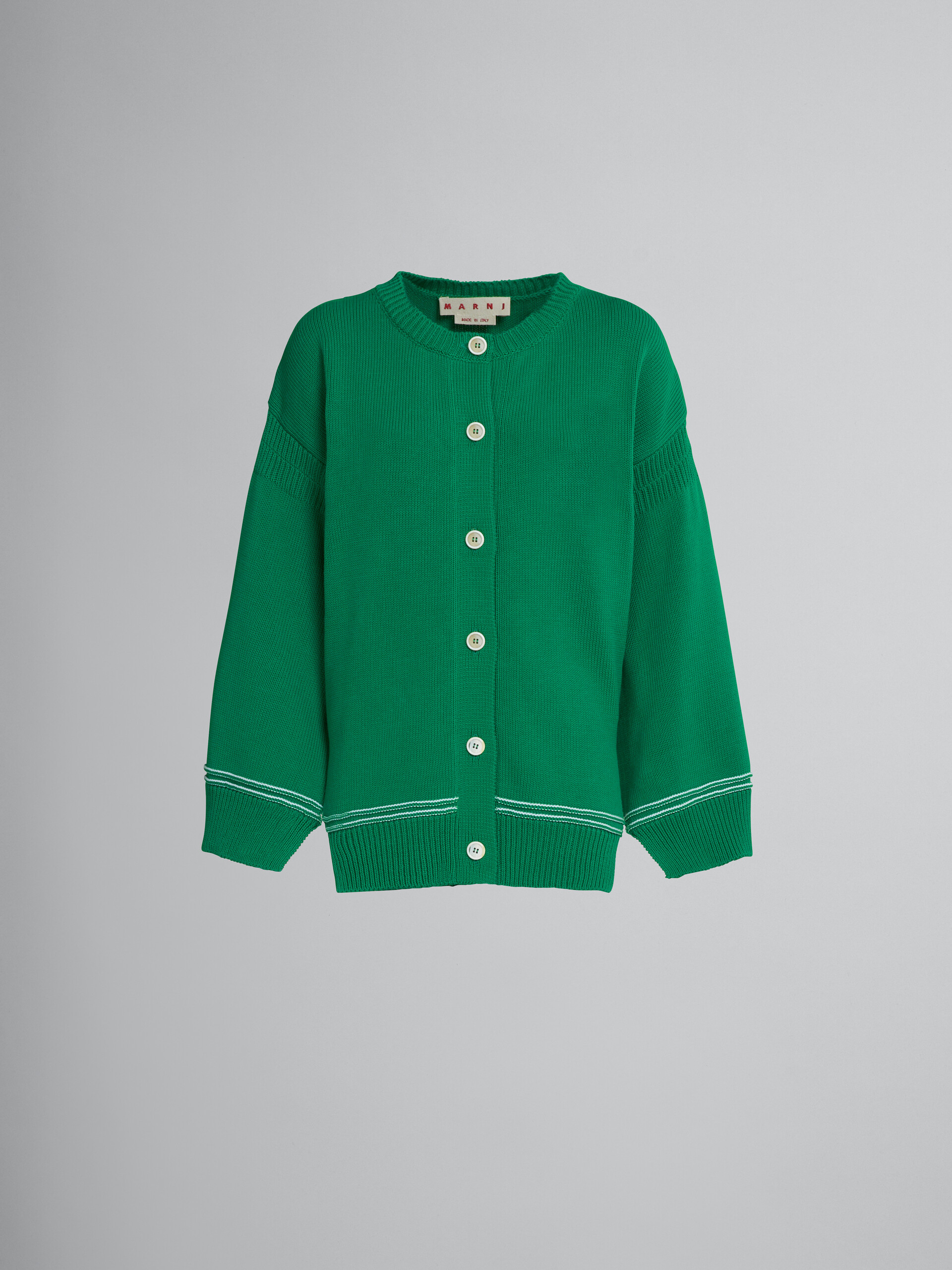 Green cotton cardigan with logo - Pullovers - Image 1