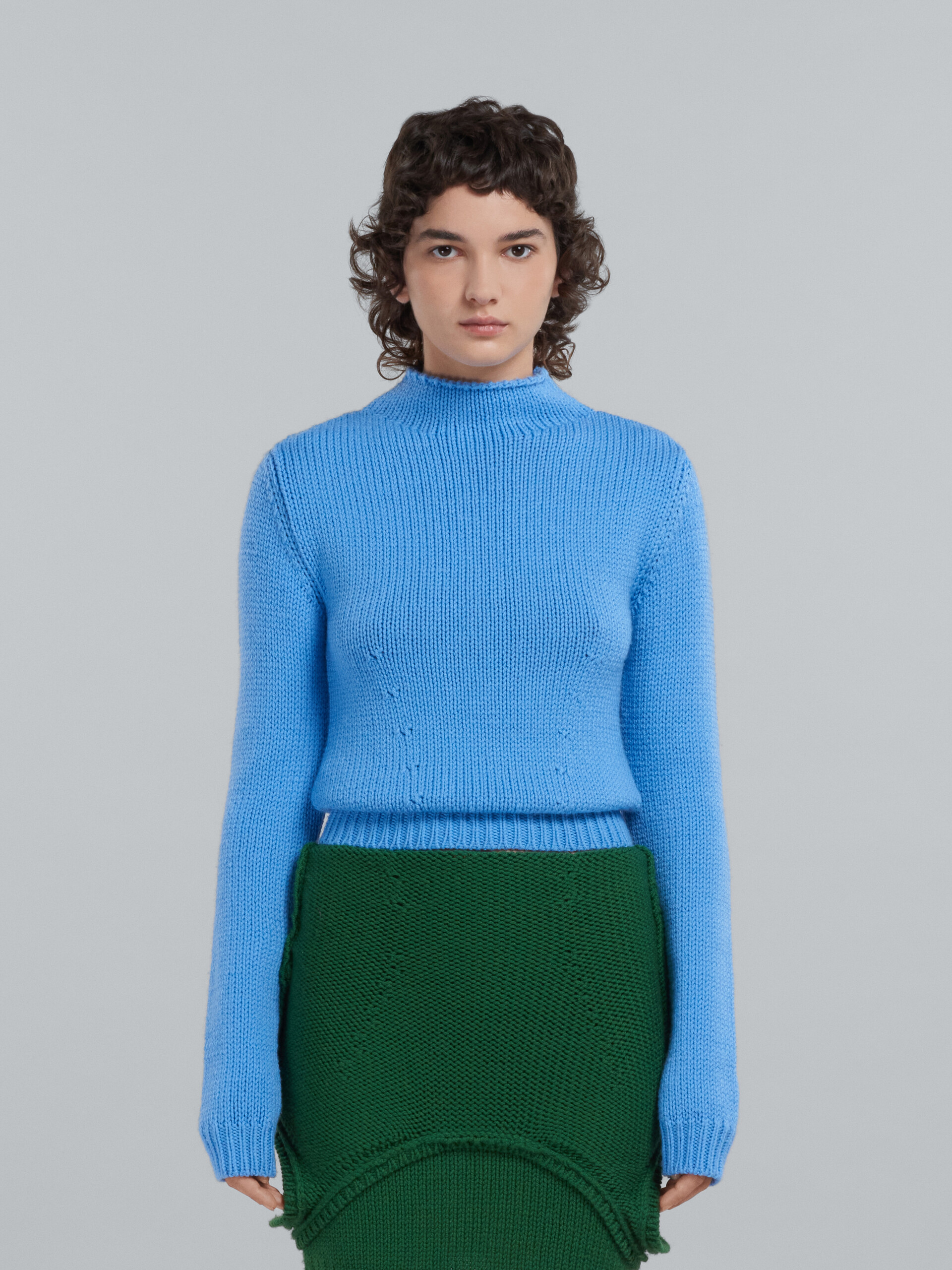 Light blue wool sweater with logo - Pullovers - Image 2