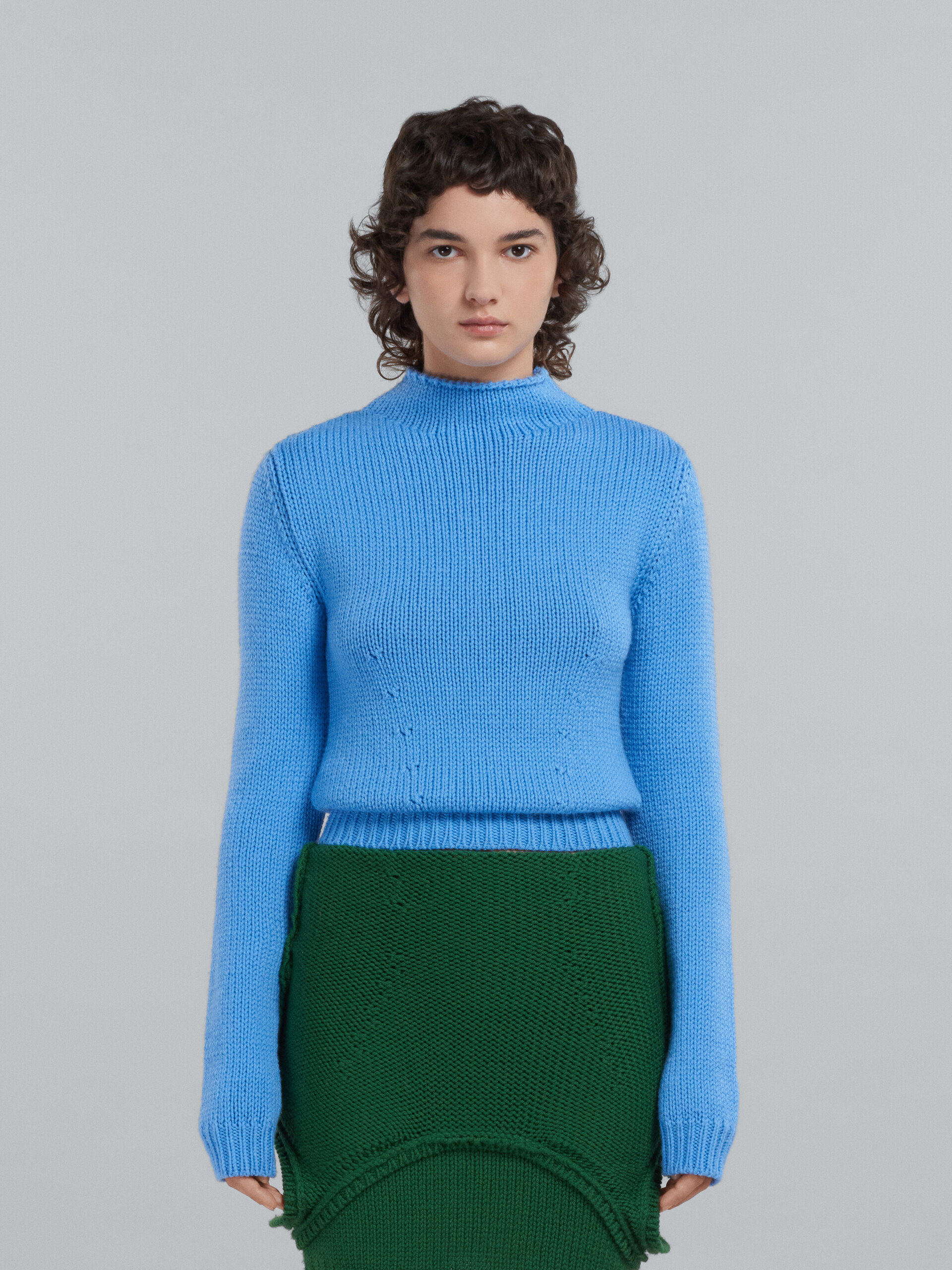 Light blue wool sweater with logo Marni