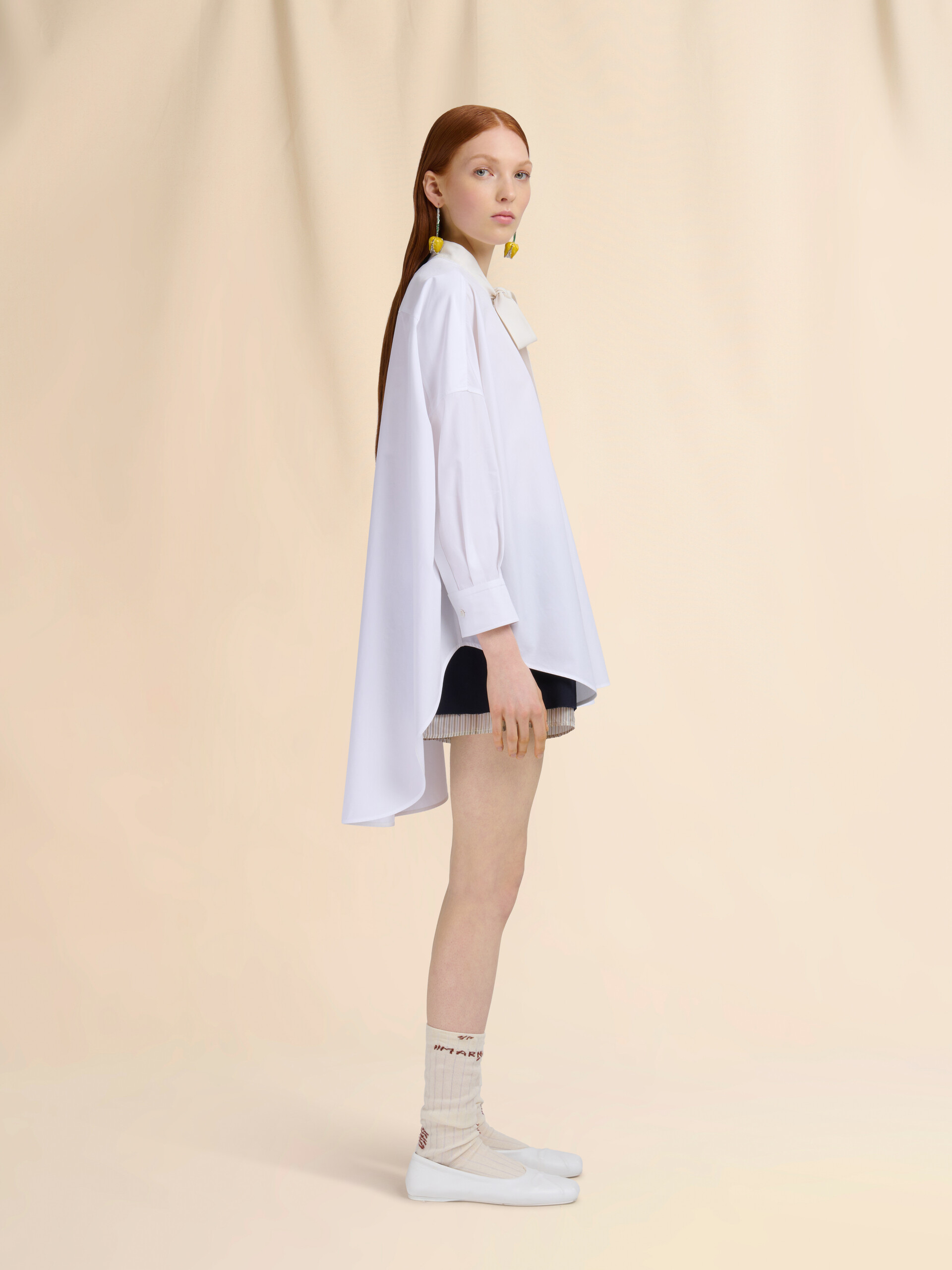White organic poplin shirt with bow - Shirts - Image 5