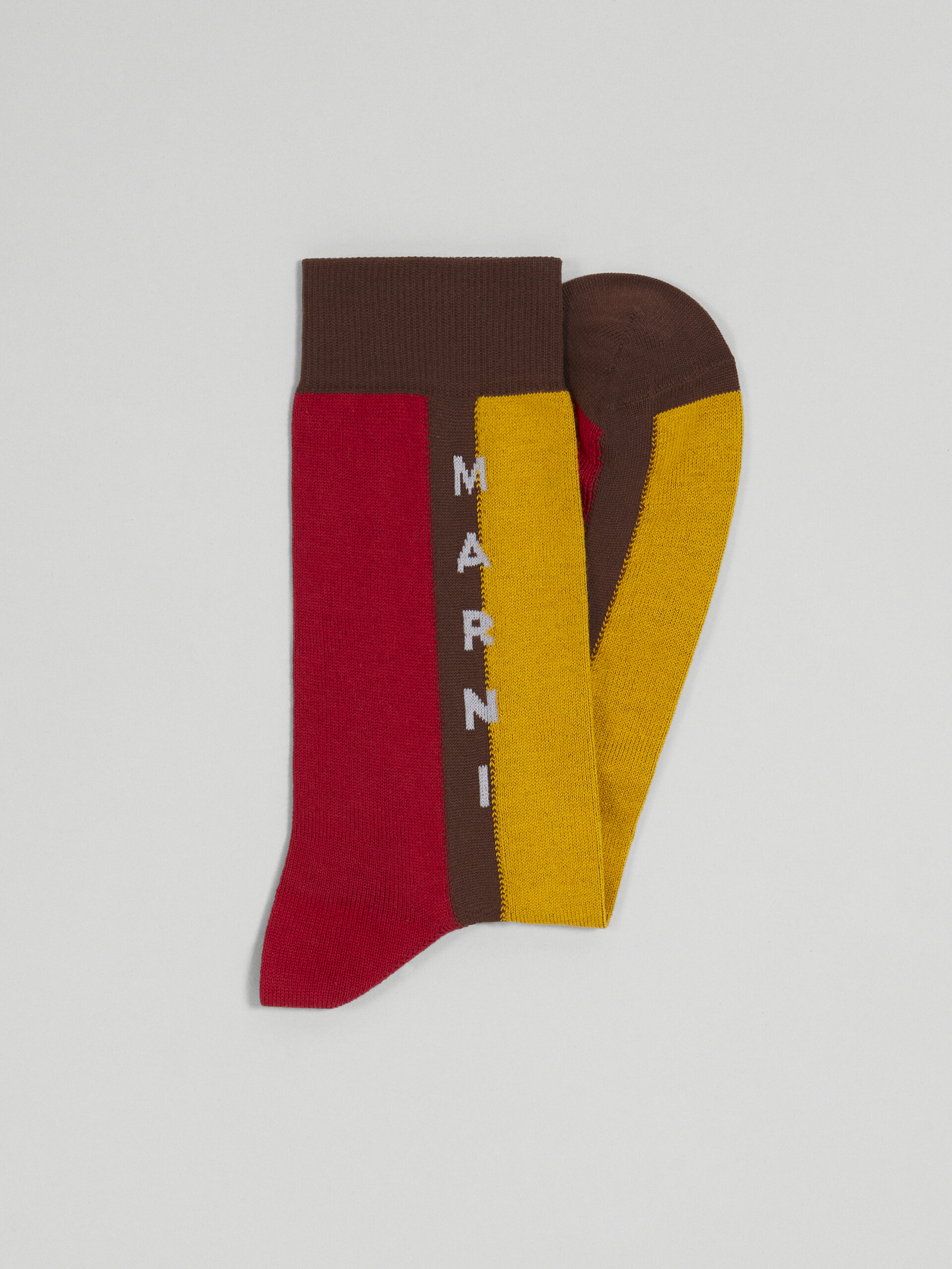 Red and yellow lisle cotton and nylon sock - Socks - Image 2