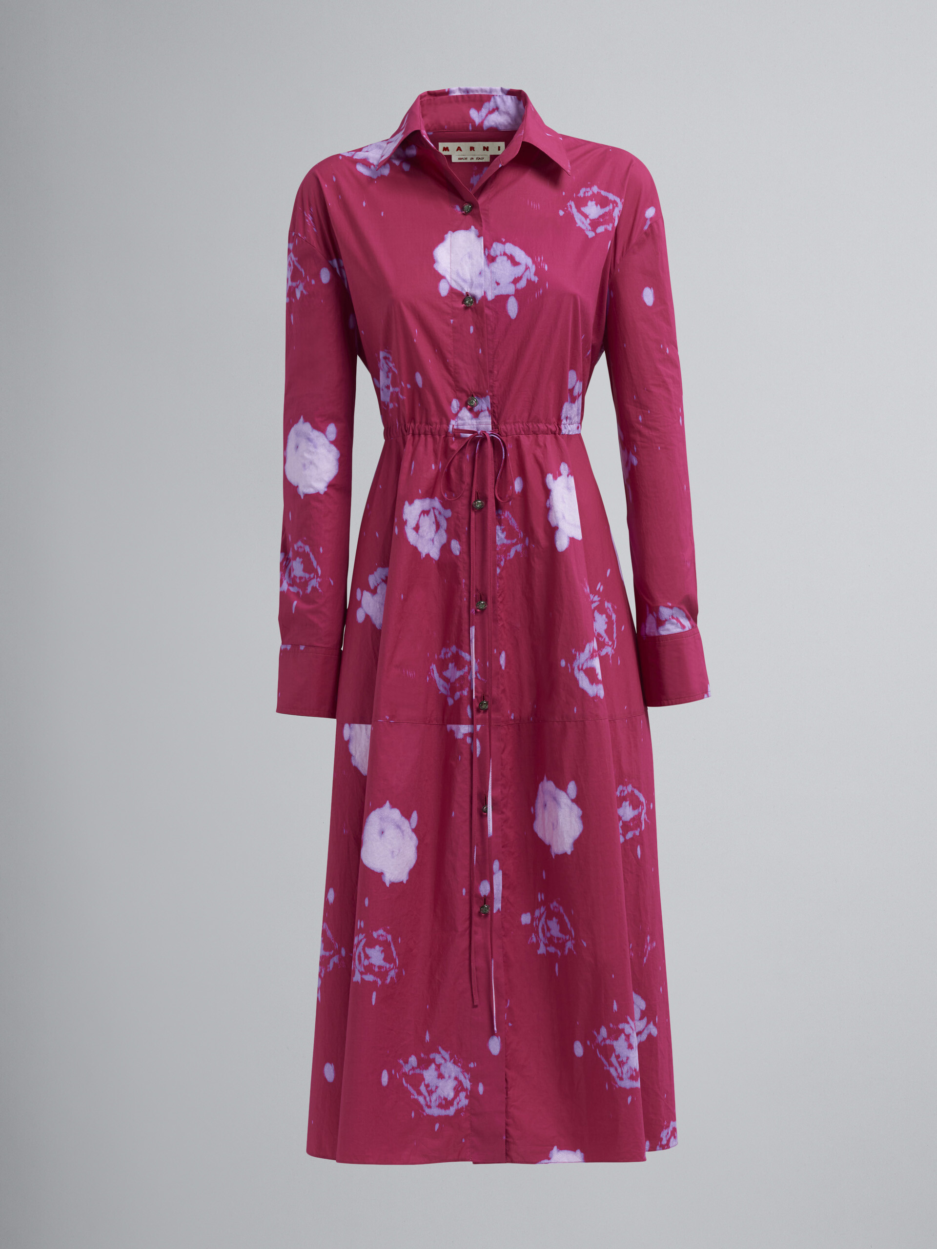 Hemdkleid aus Popeline mit verblasstem Rosenprint - Kleider - Image 1
