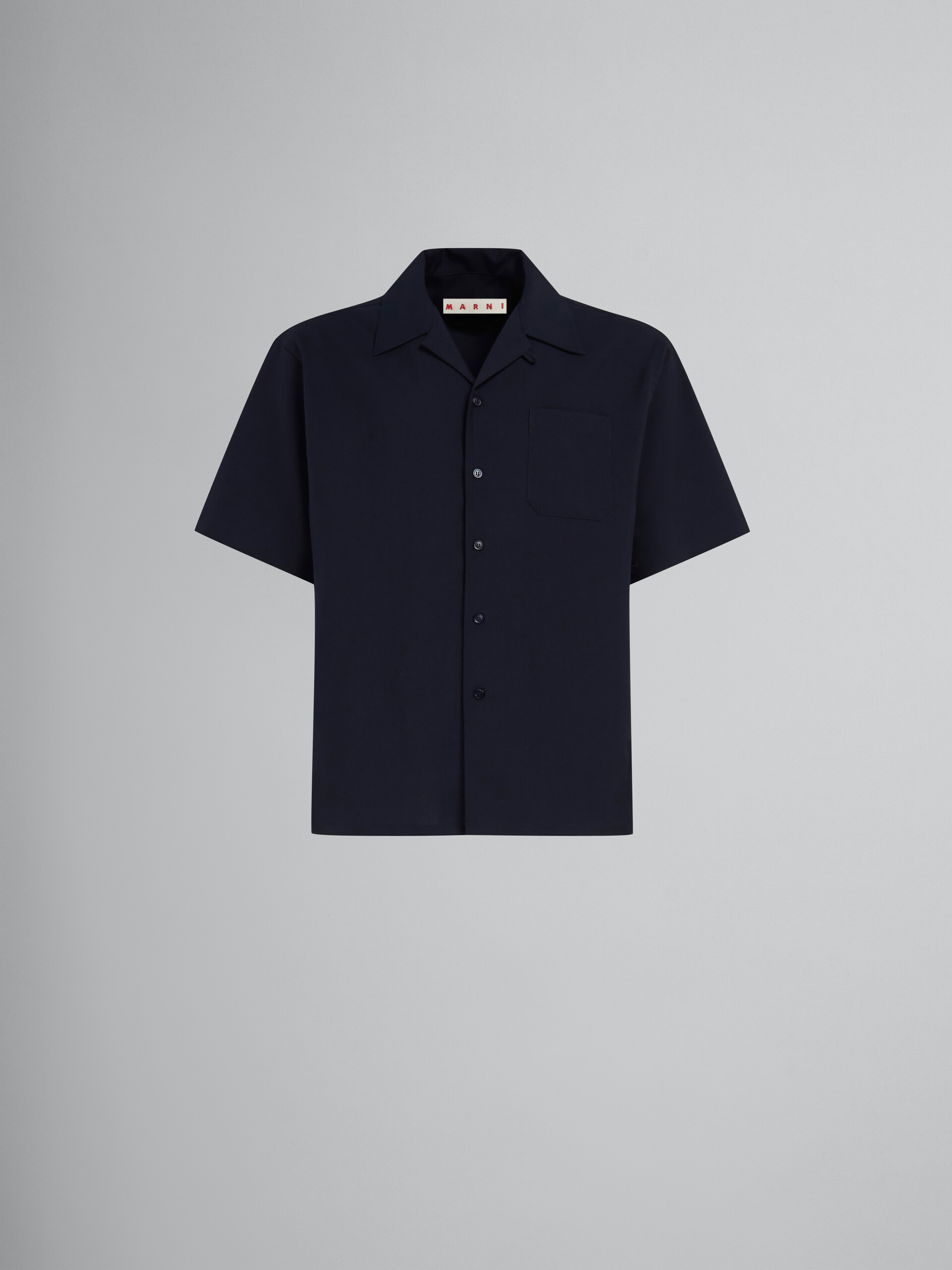 Dunkelblaues Bowlinghemd aus Tropenwolle - Hemden - Image 1