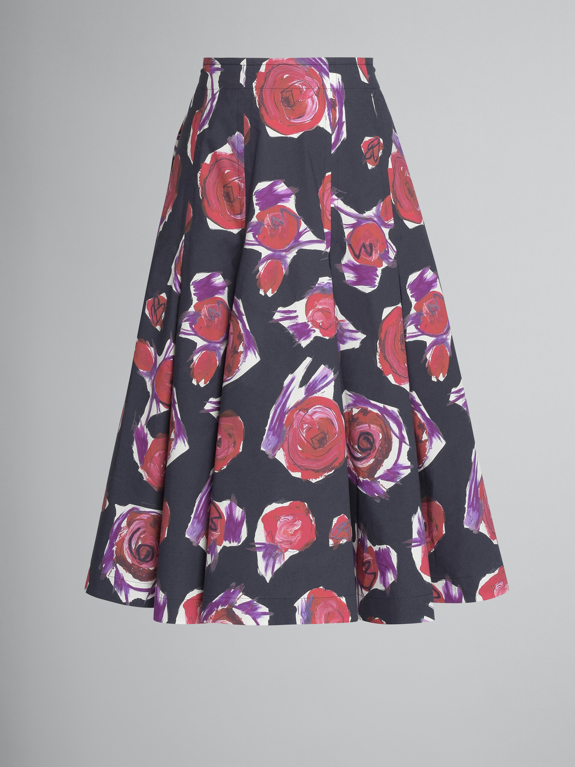 Spinning Roses print poplin balloon skirt - Skirts - Image 1