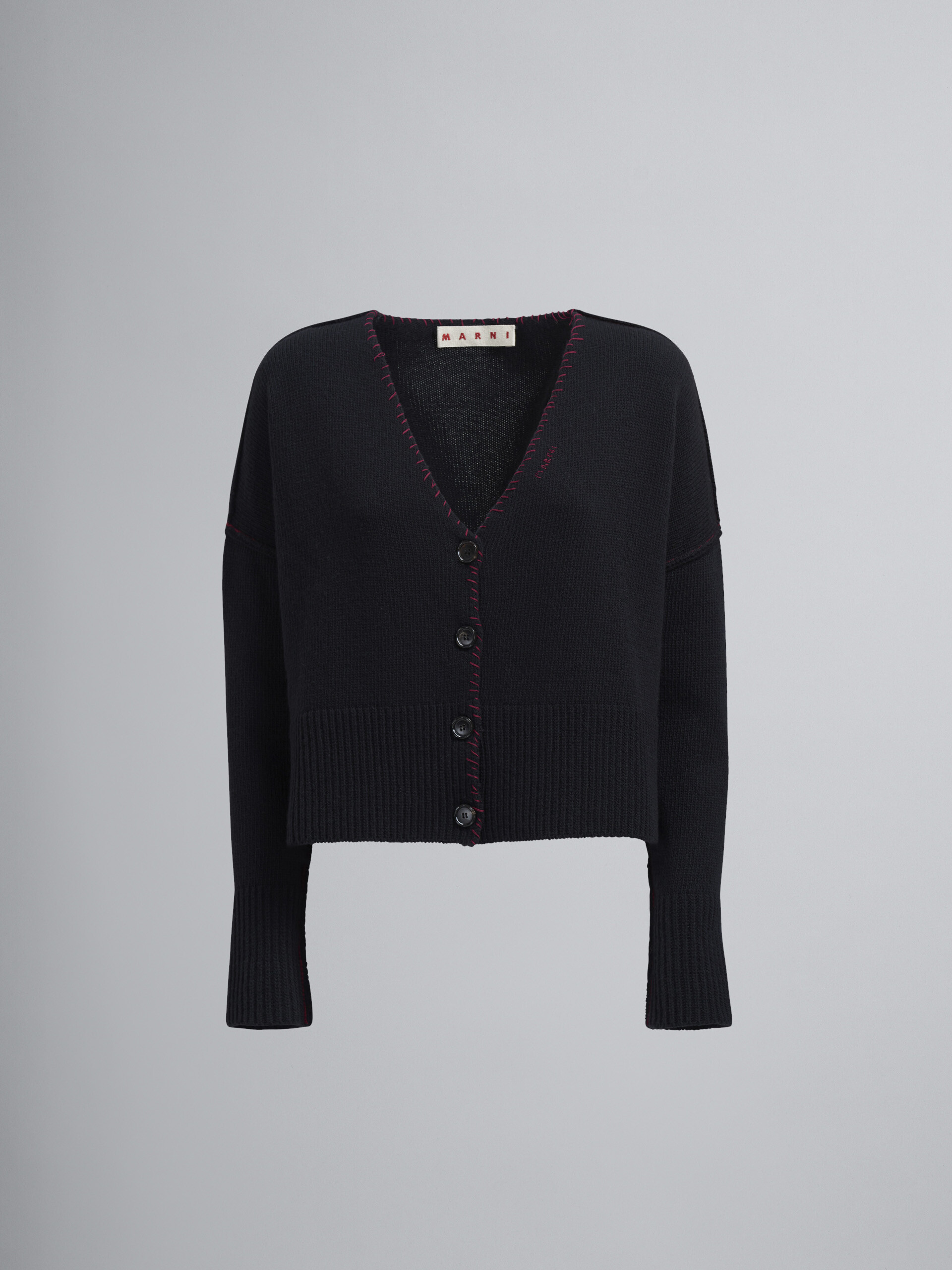 Black soft Shetland wool cardigan - Pullovers - Image 1