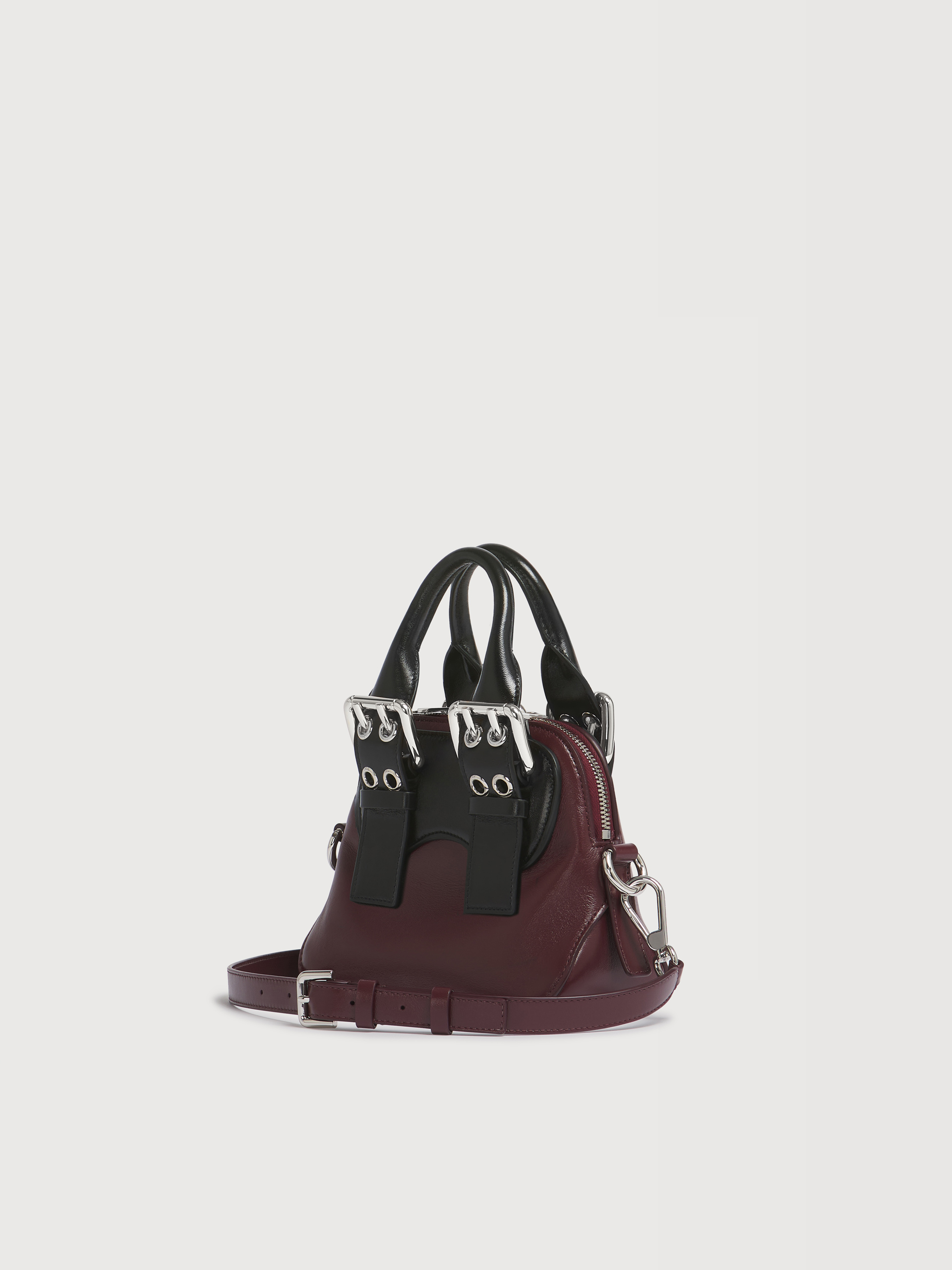 Burgundy and black leather mini Belte Bag - Handbags - Image 3