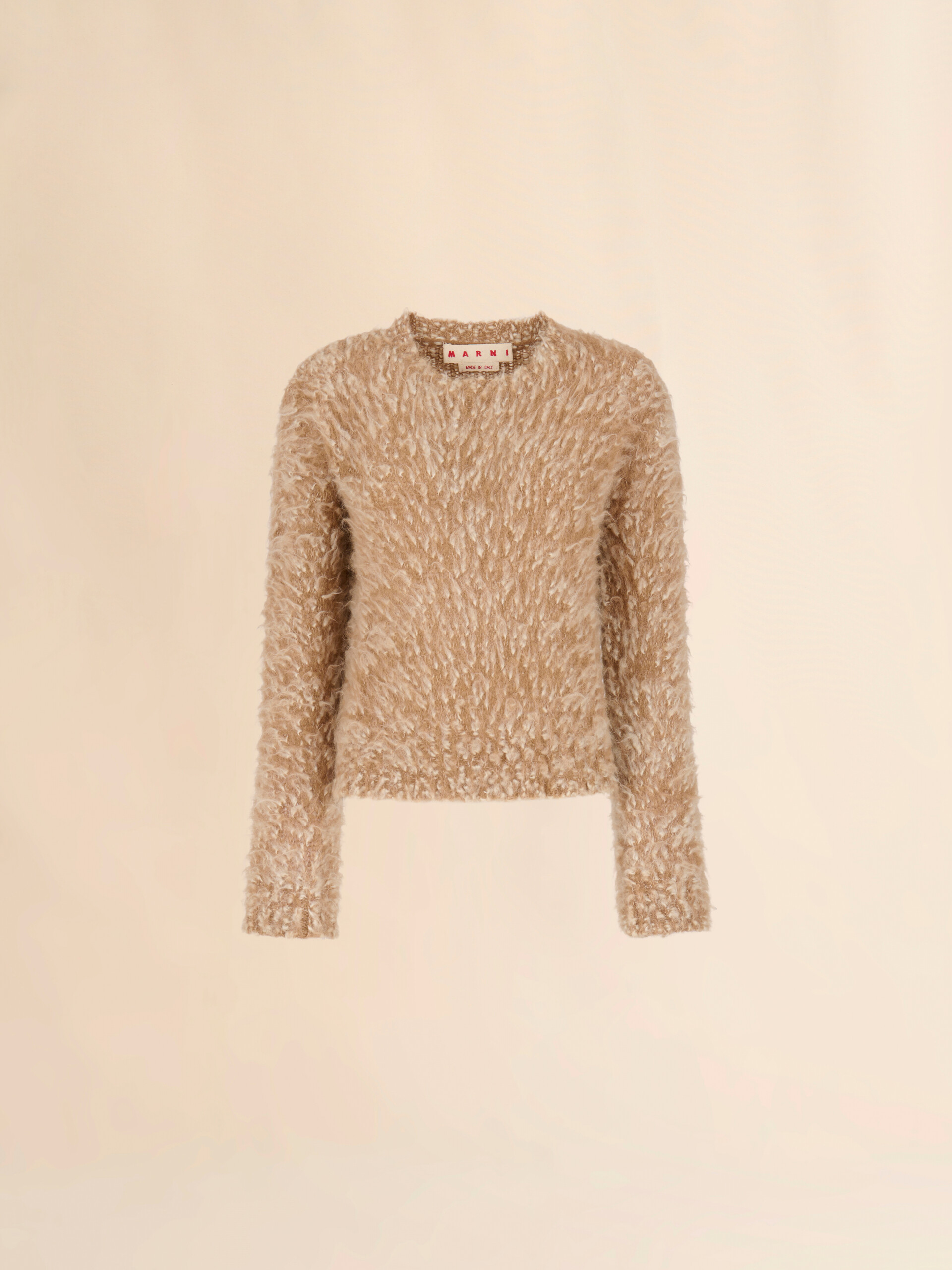Beige alpaca and mohair jumper with crew neck - Pullovers - Image 1