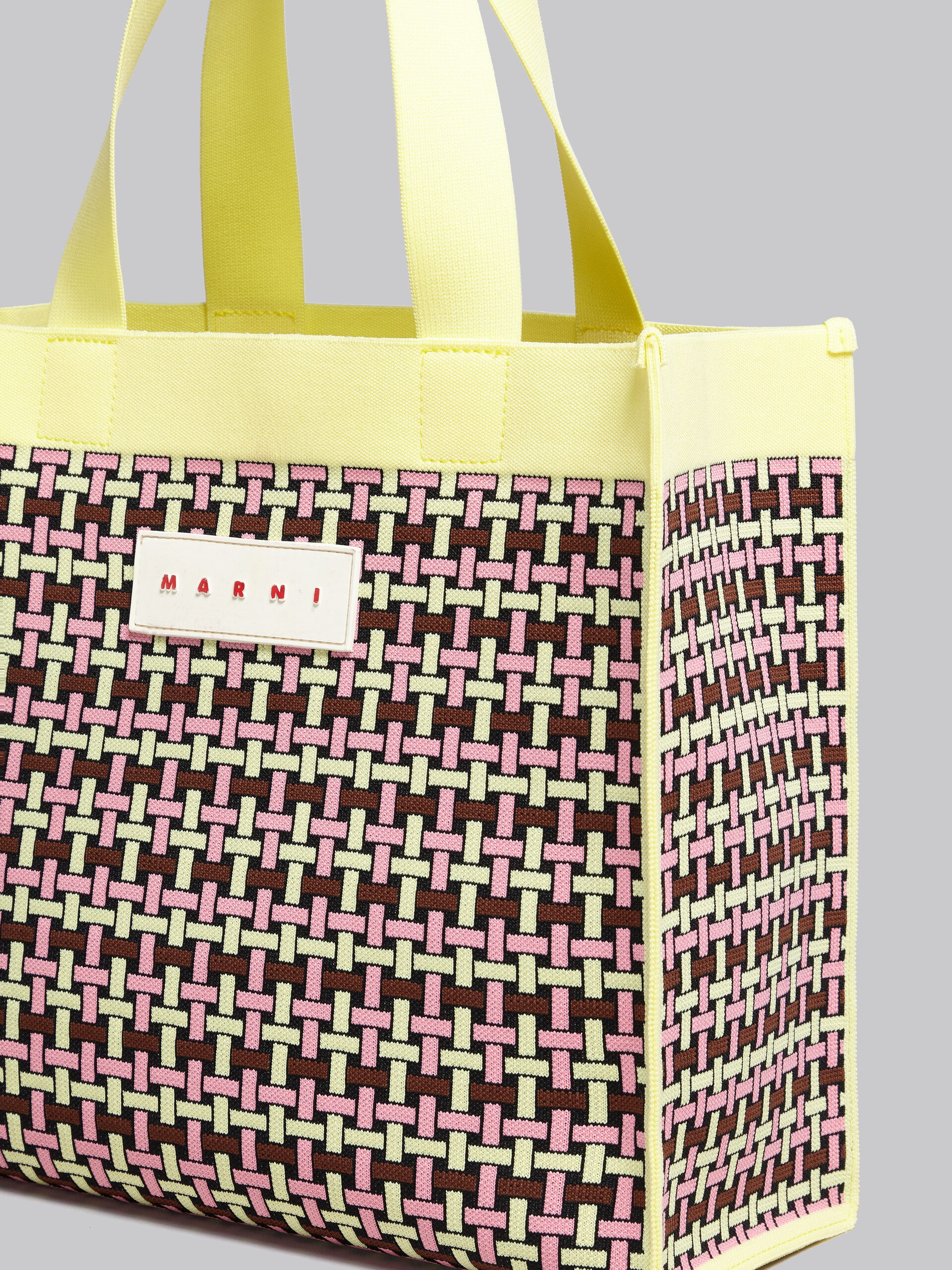 Light yellow brown and pink jacquard shopping bag - Shopping Bags - Image 5