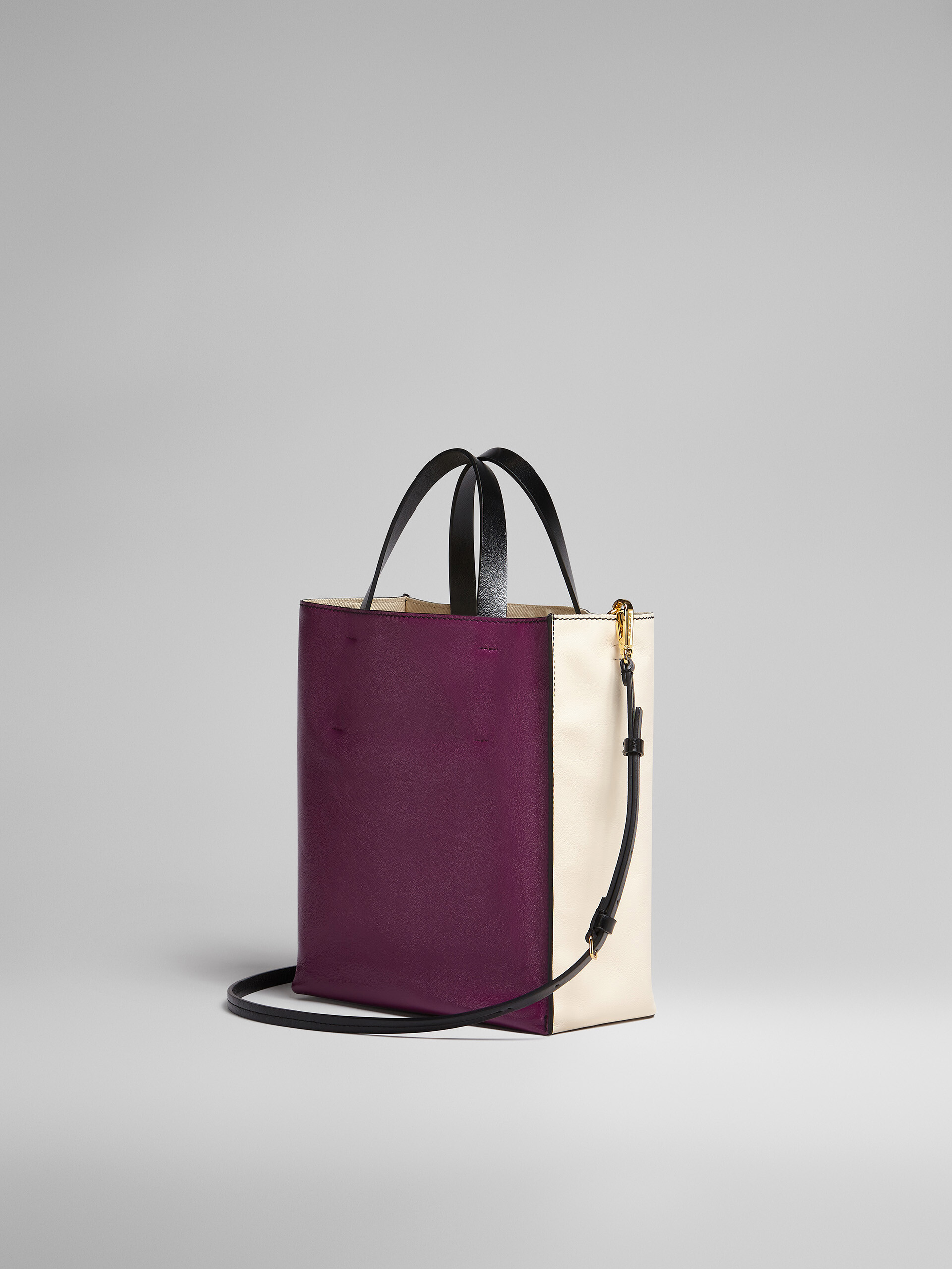 MUSEO SOFT small bag in white and purple leather - Shopping Bags - Image 3