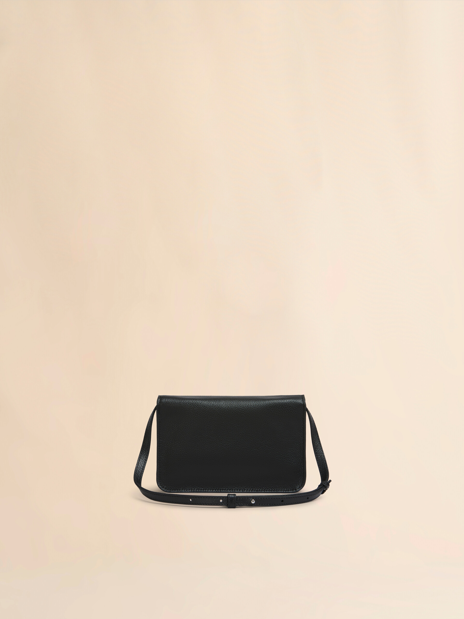Black leather shoulder bag with Marni Mending embroidery - Pochettes - Image 2