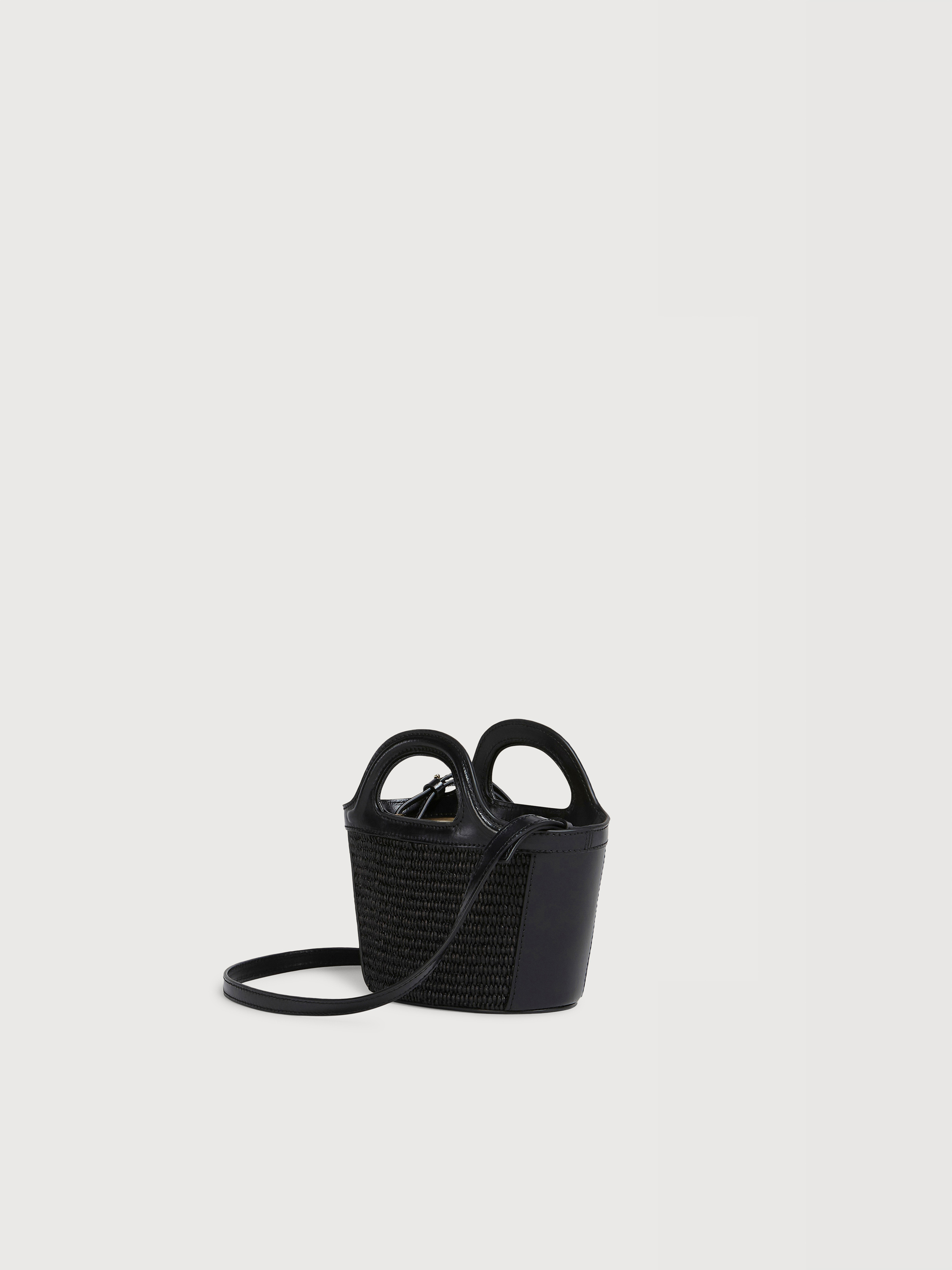 Tropicalia Micro Bag in brown leather and raffia-effect fabric - Handbags - Image 2