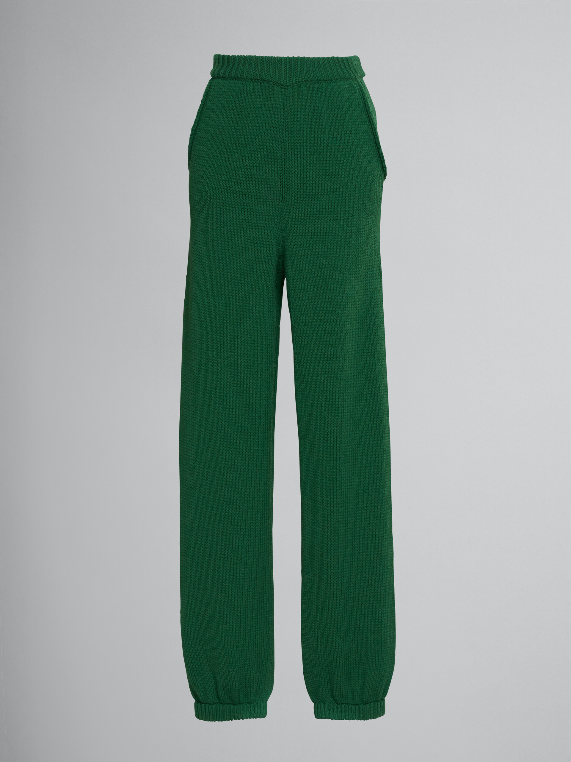 Wide trousers in green wool - Pants - Image 1