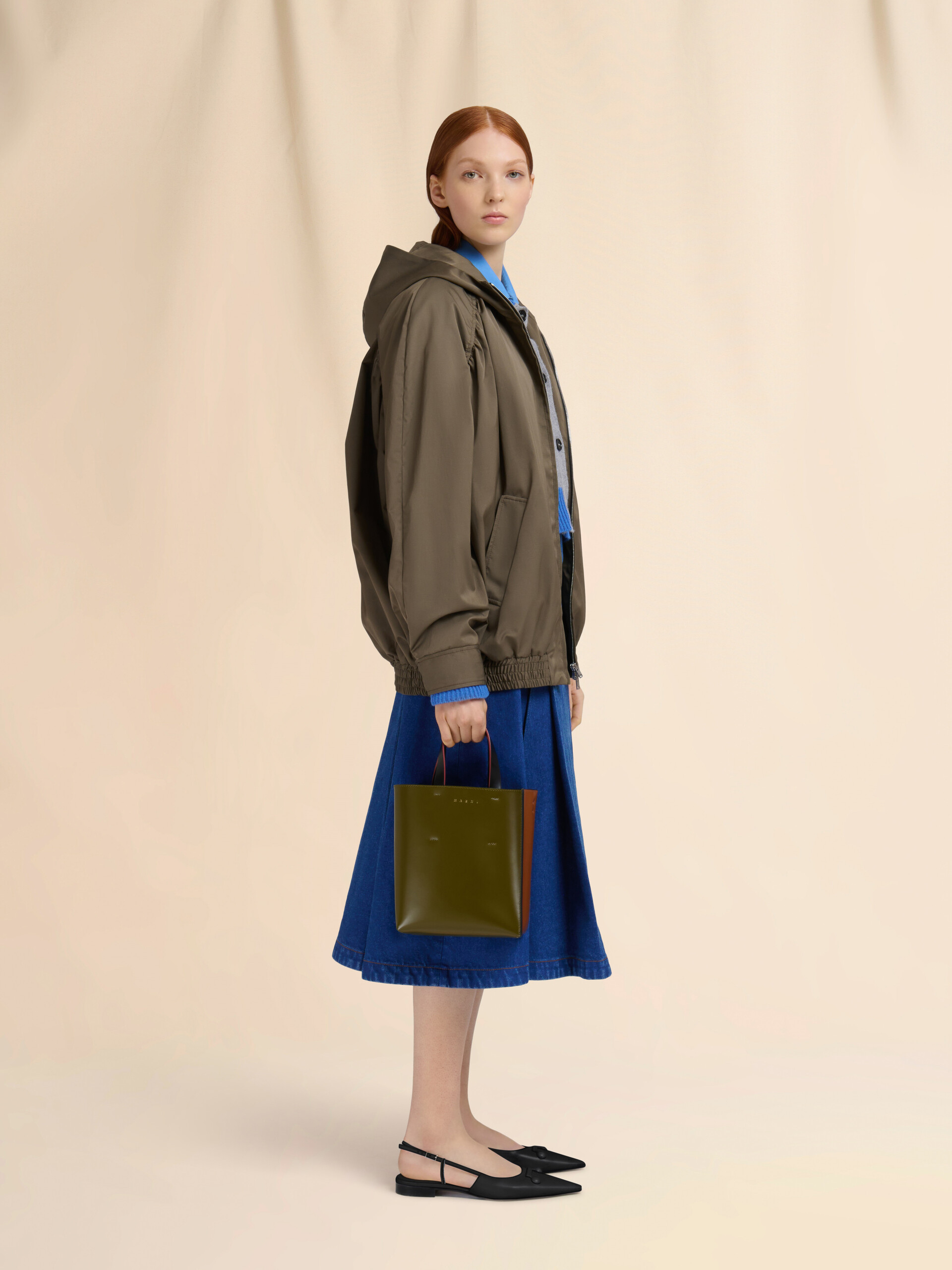 Deep green brown and black leather Museo mini bag - Shopping Bags - Image 2
