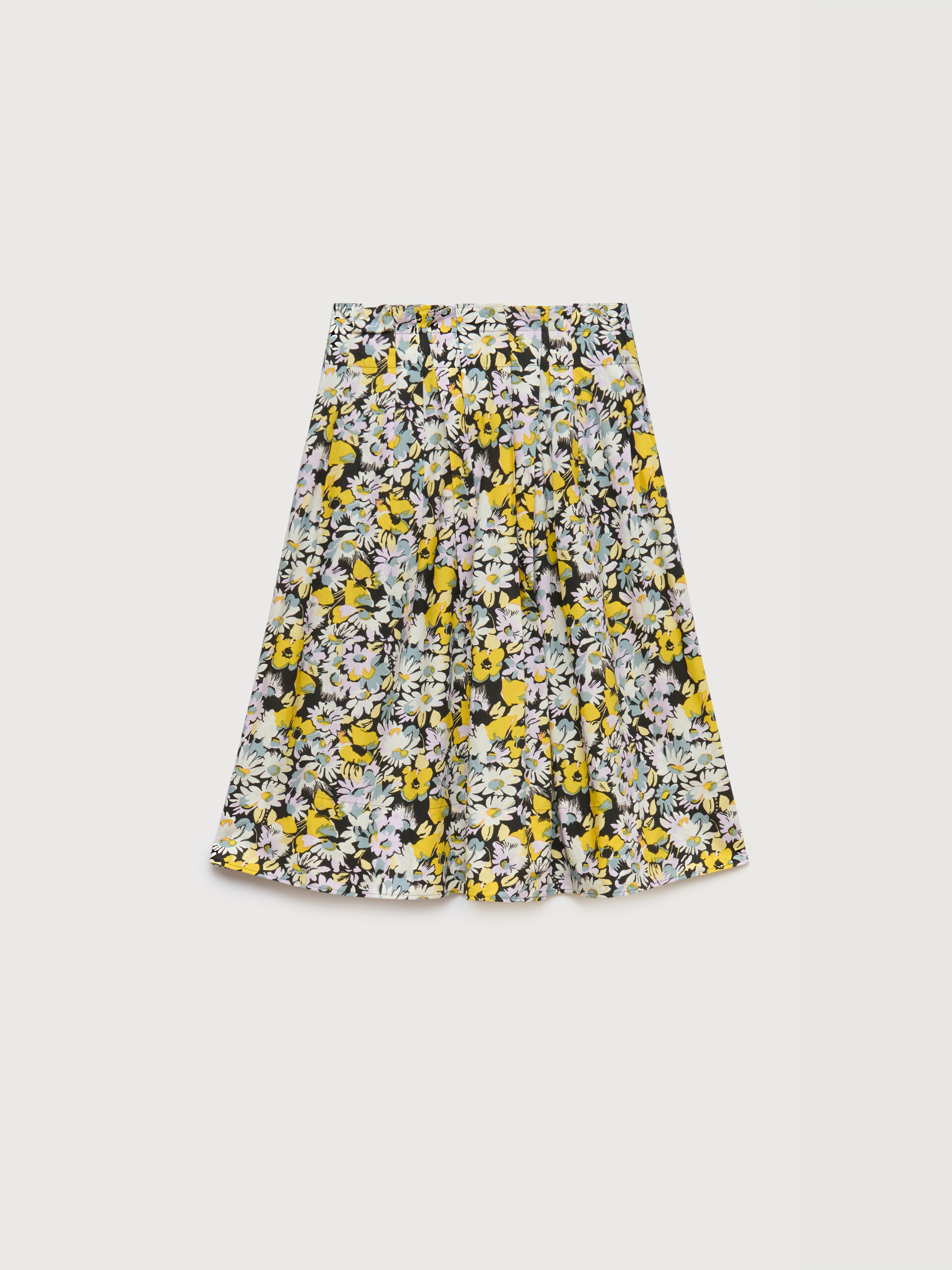 Black poplin skirt with Pop Flowers print - Skirts - Image 1