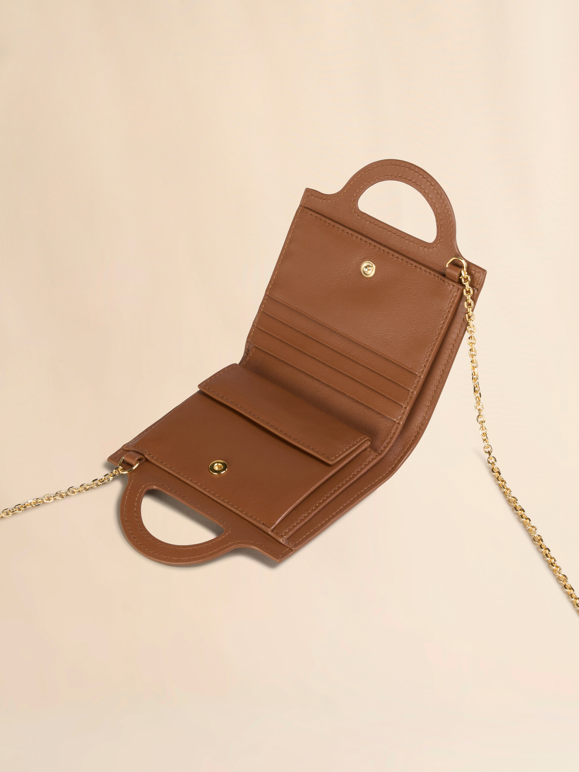Brown leather Tropicalia wallet with chain strap | Marni 