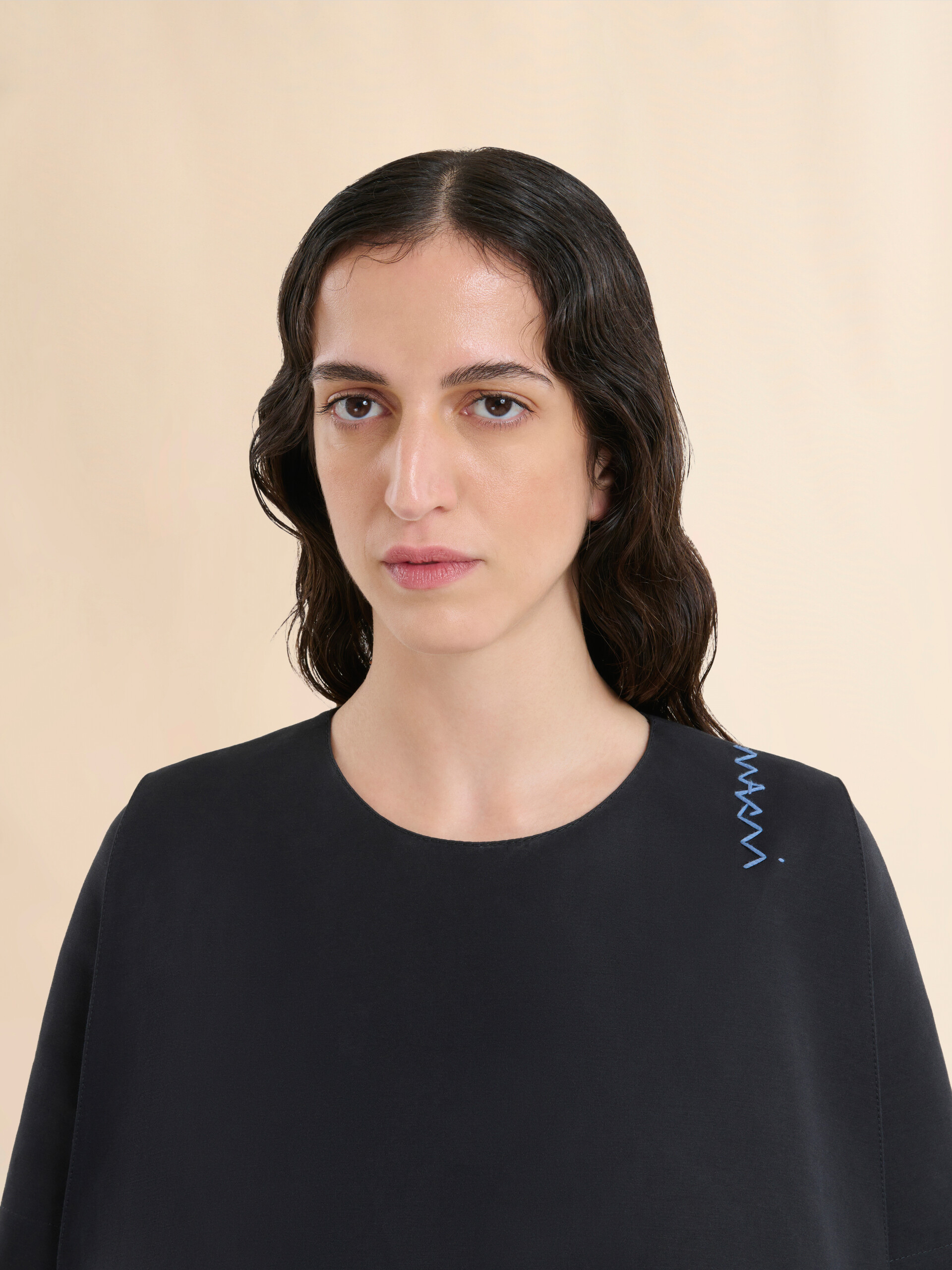 Short black flared dress with Marni Symbol - Dresses - Image 4