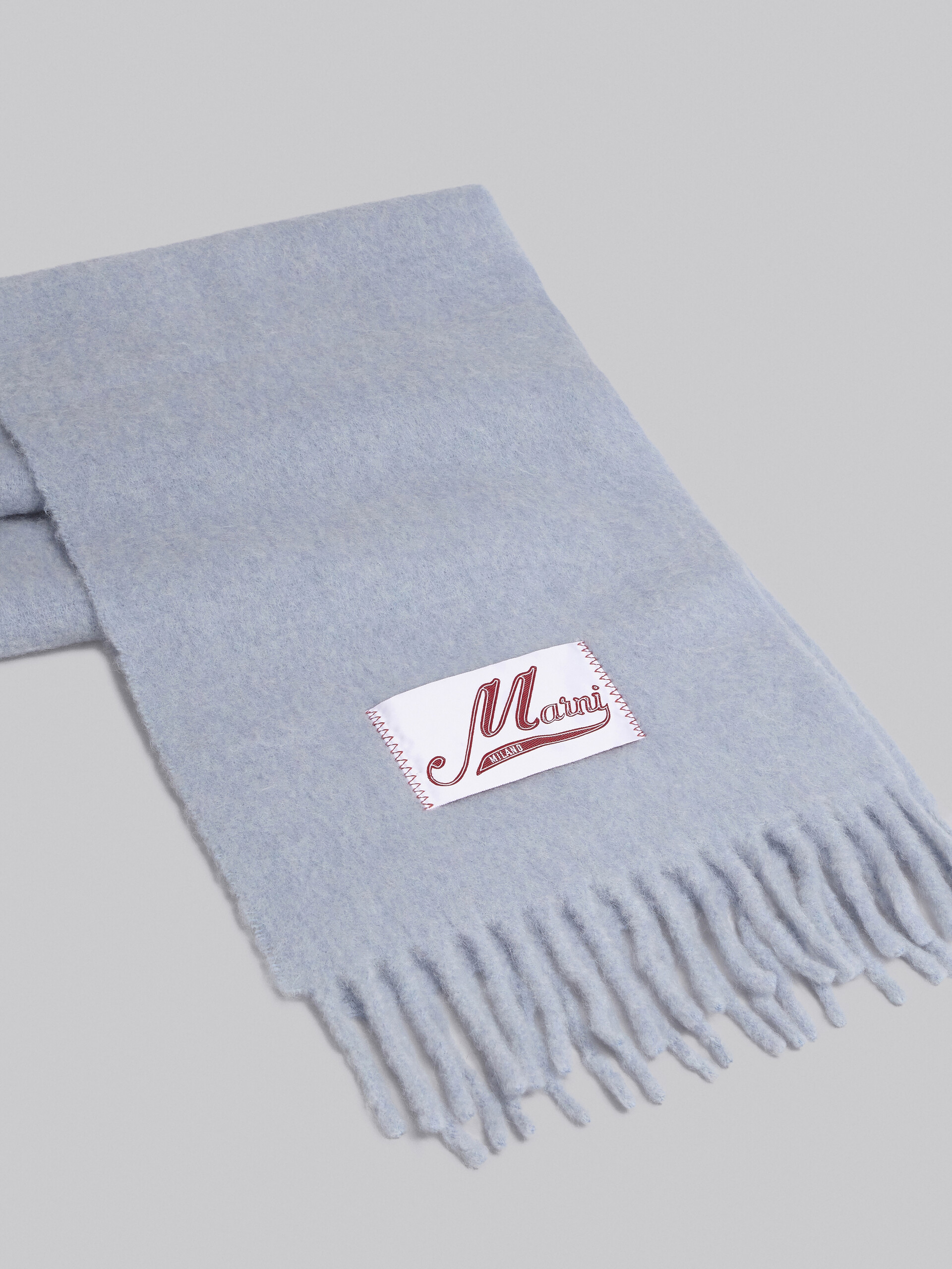 Blue brushed alpaca scarf - Scarves - Image 3