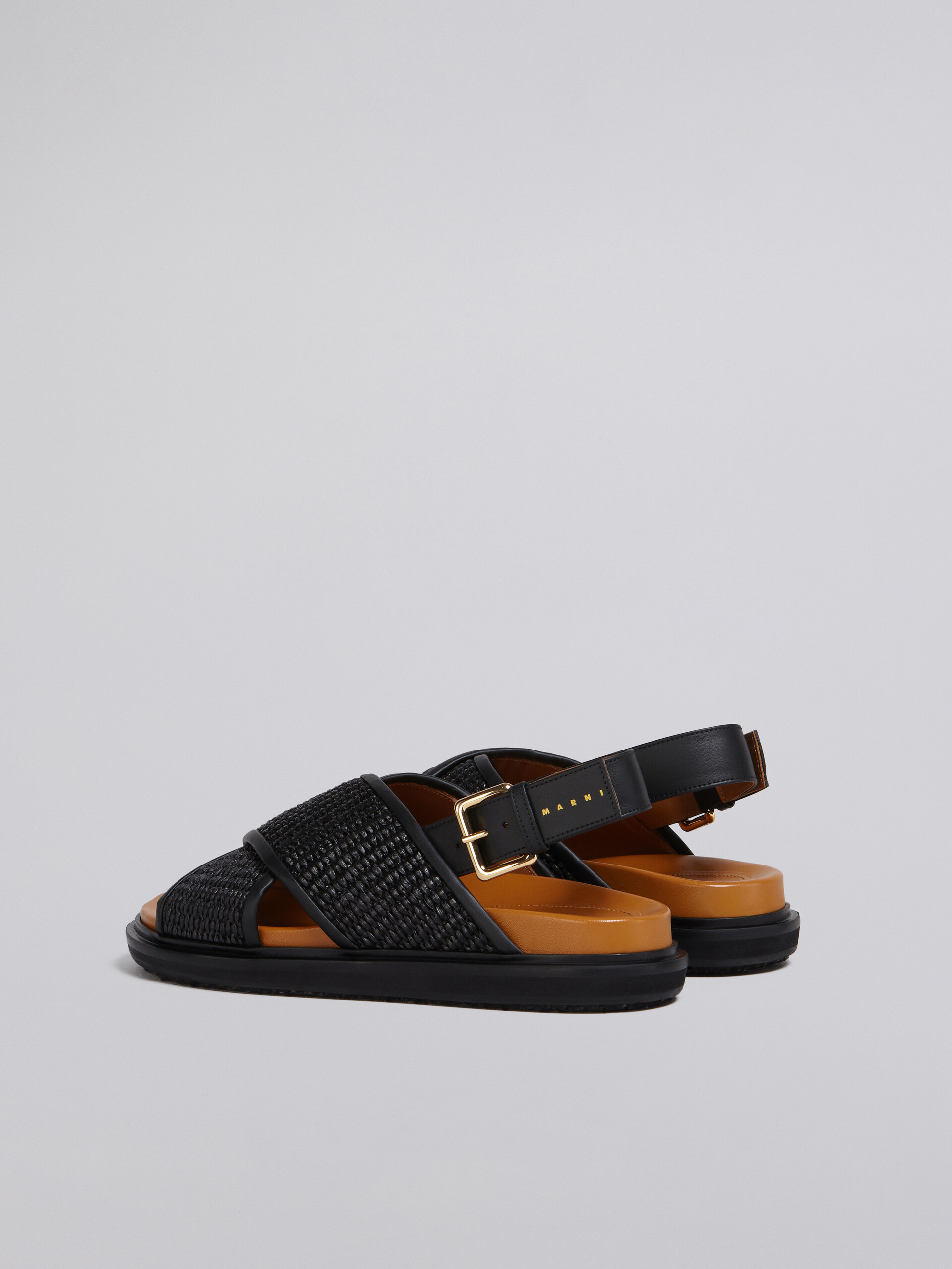 Black raffia and leather fussbett - Sandals - Image 3