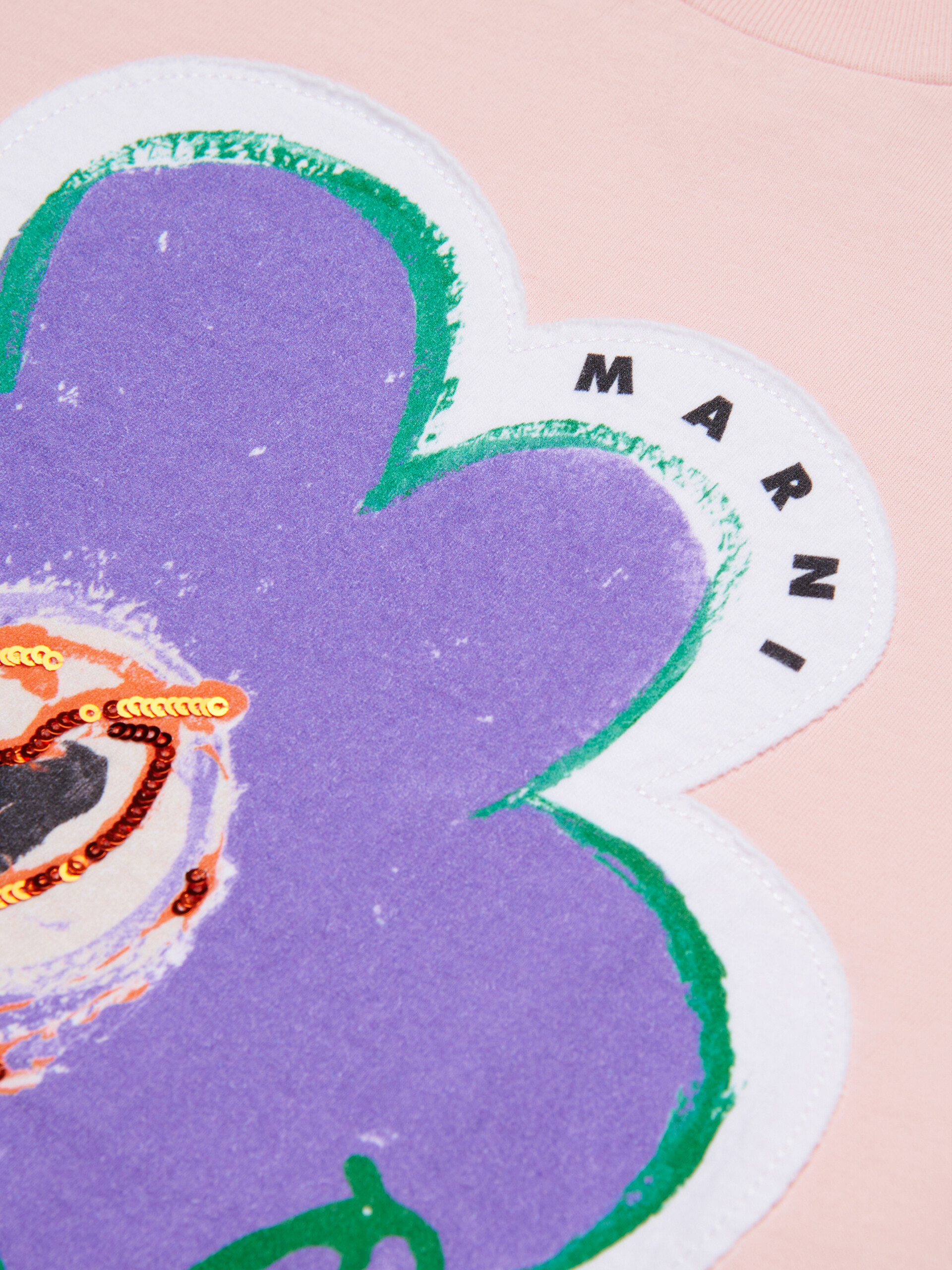 T-shirt in cotone rosa con patch Dessert Flower - T-shirt - Image 4