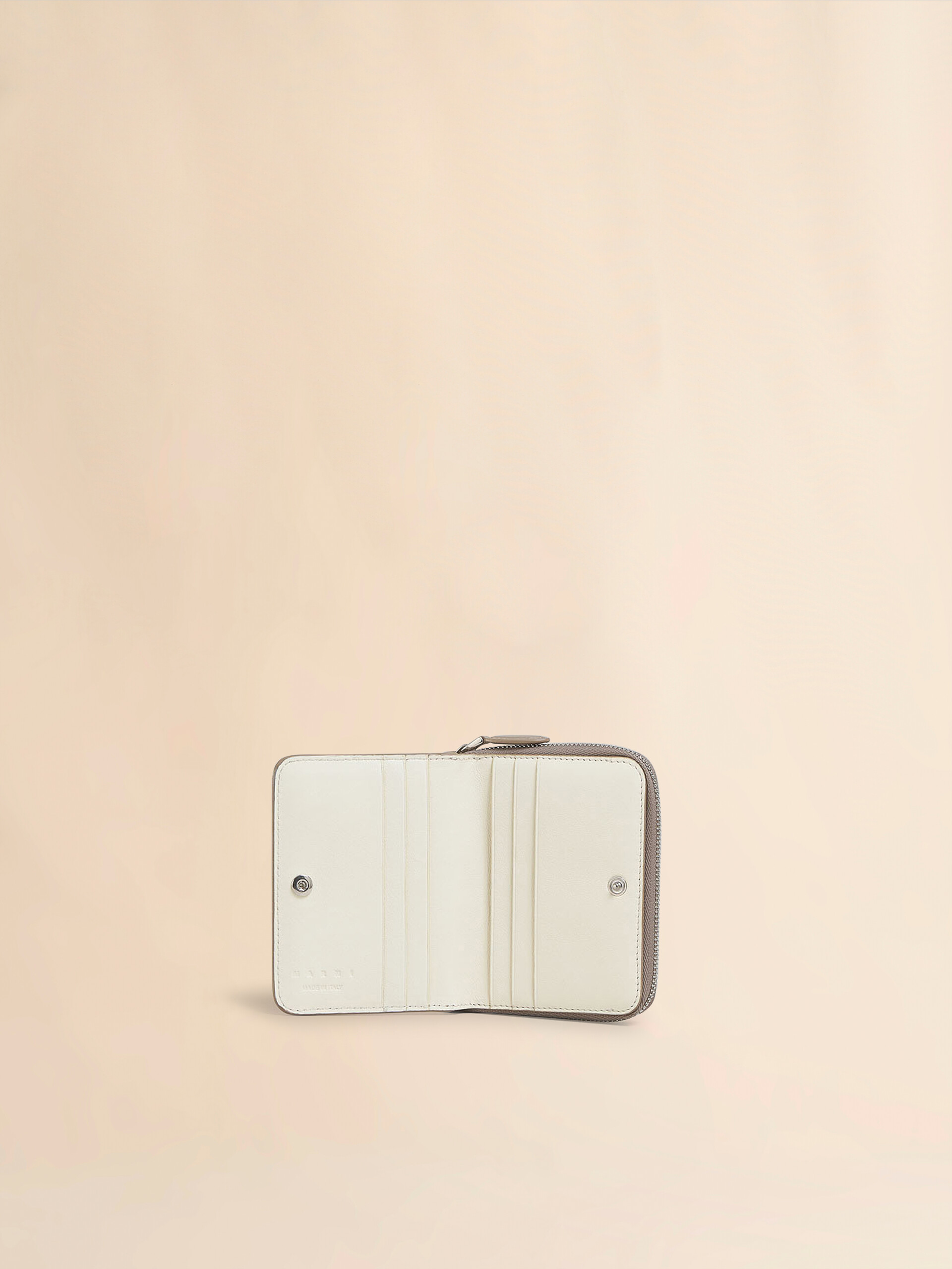 Black leather zip-around compact wallet with raised Marni logo - Wallets - Image 2