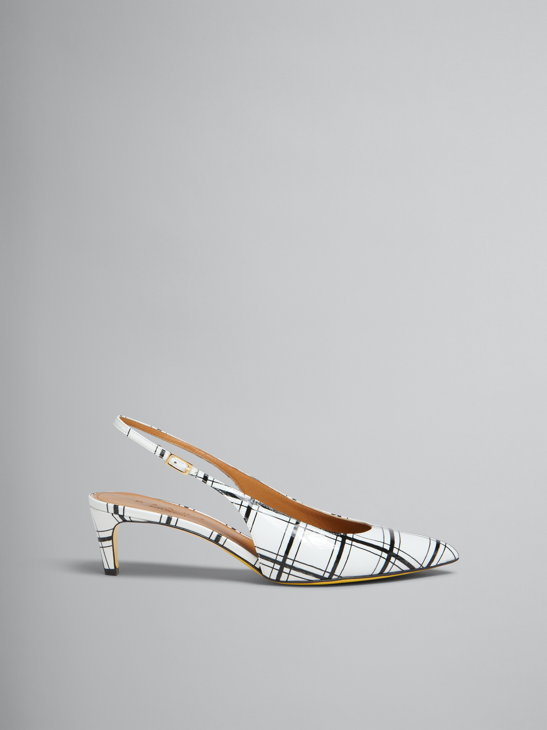 White and black checked patent leather Rhythm slingback - Sandals - Image 1