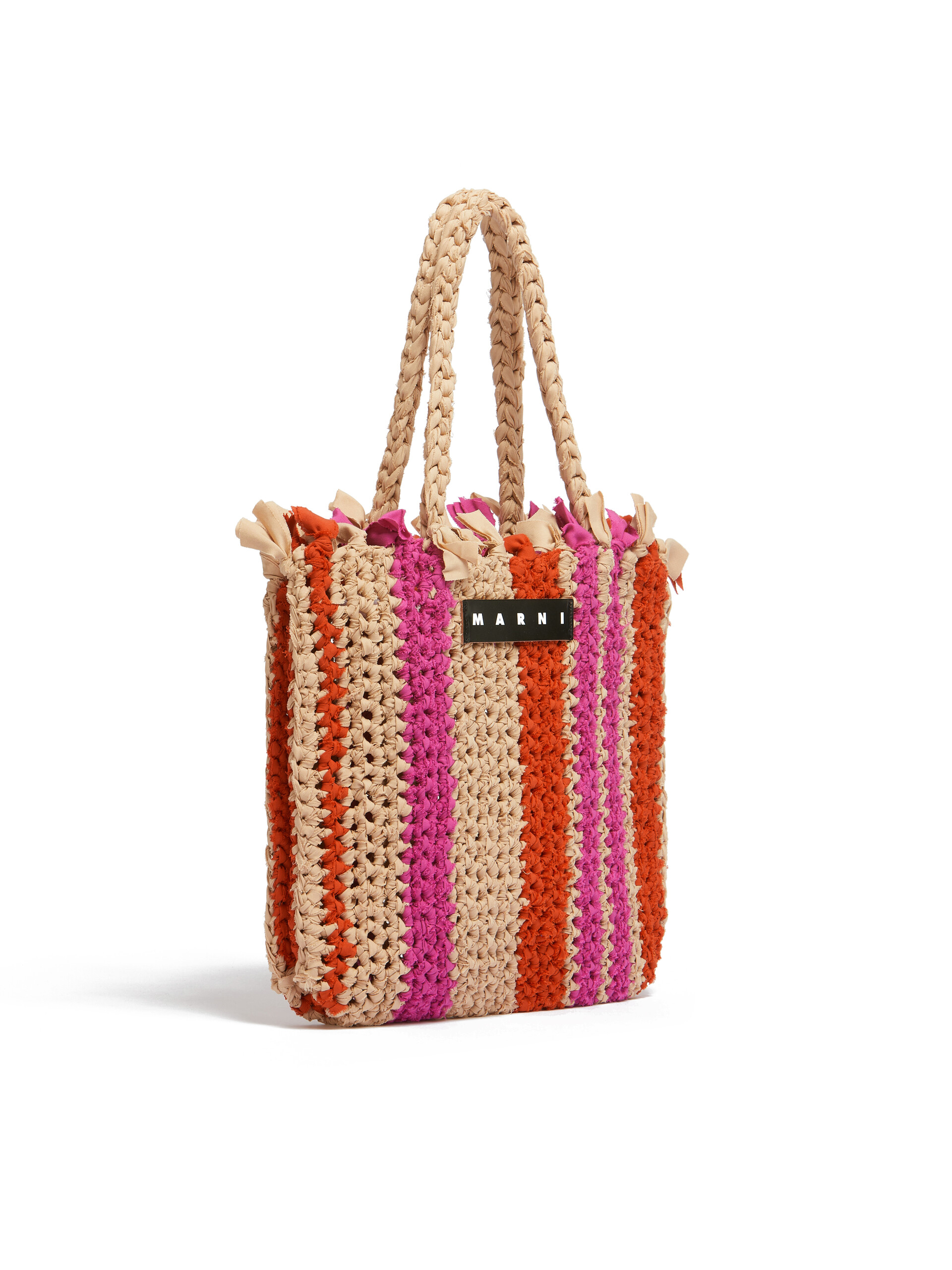 MARNI MARKET JERSEY bag in pink and blue cotton - Shopping Bags - Image 2