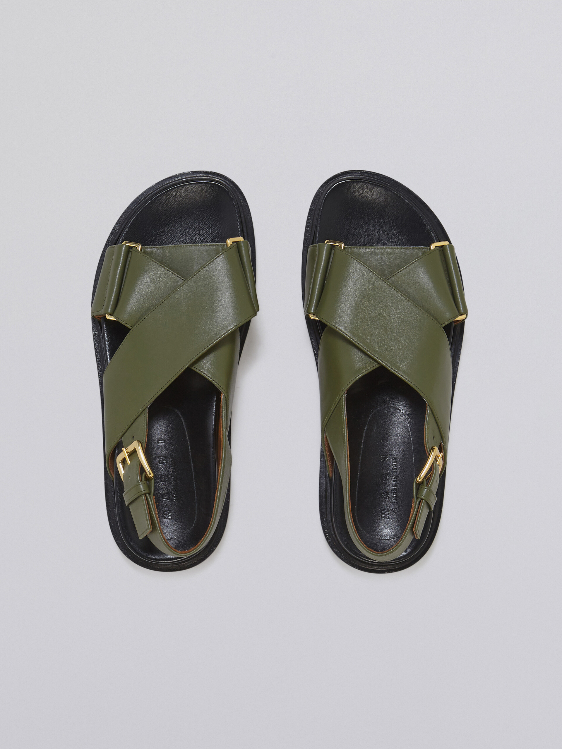 Green smooth calf leather fussbett - Sandals - Image 4