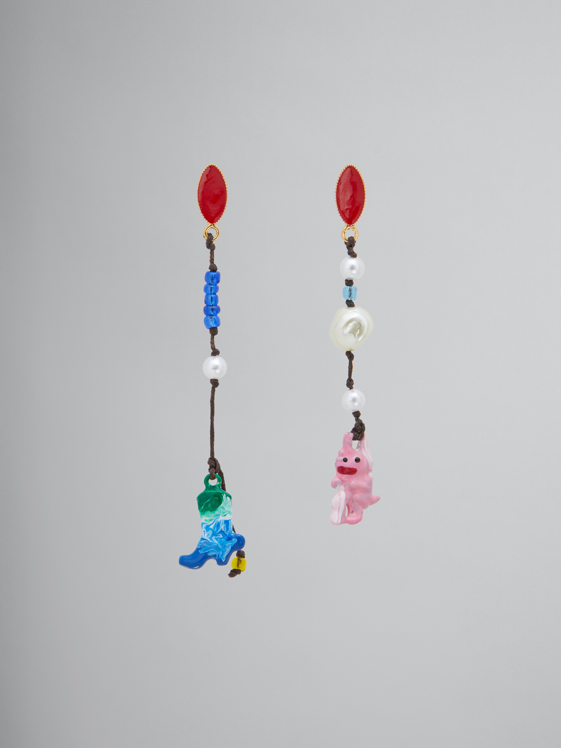Marni x No Vacancy Inn - Earrings with pink red and blue pendants - Earrings - Image 1