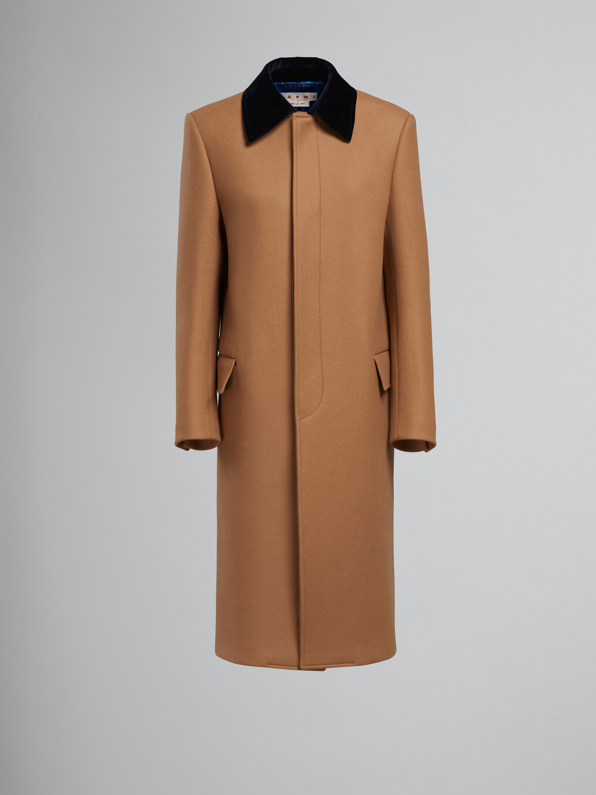 Brown wool coat with velvet collar - Coats - Image 1