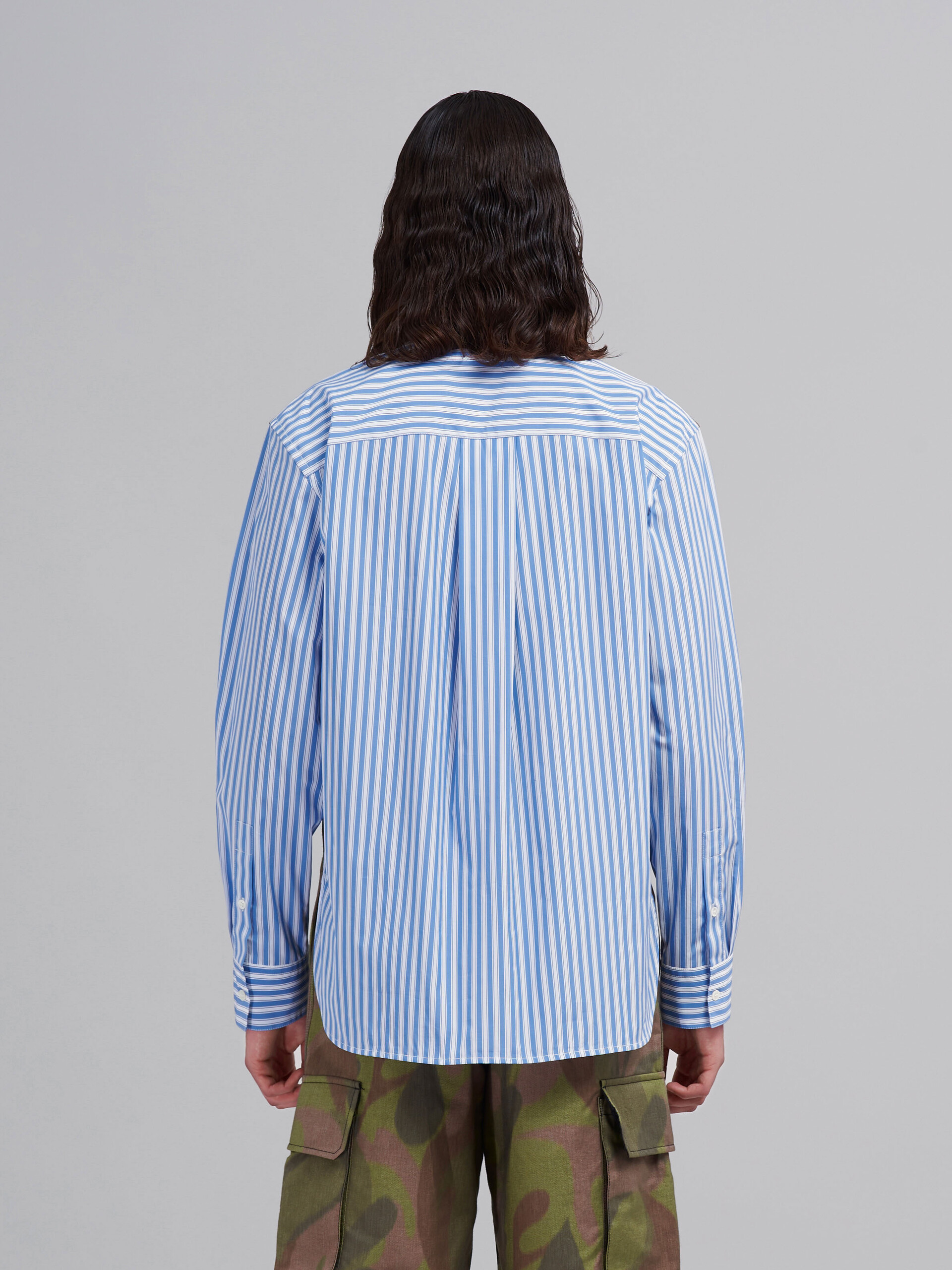 Striped poplin and chiné canvas shirt - Shirts - Image 3