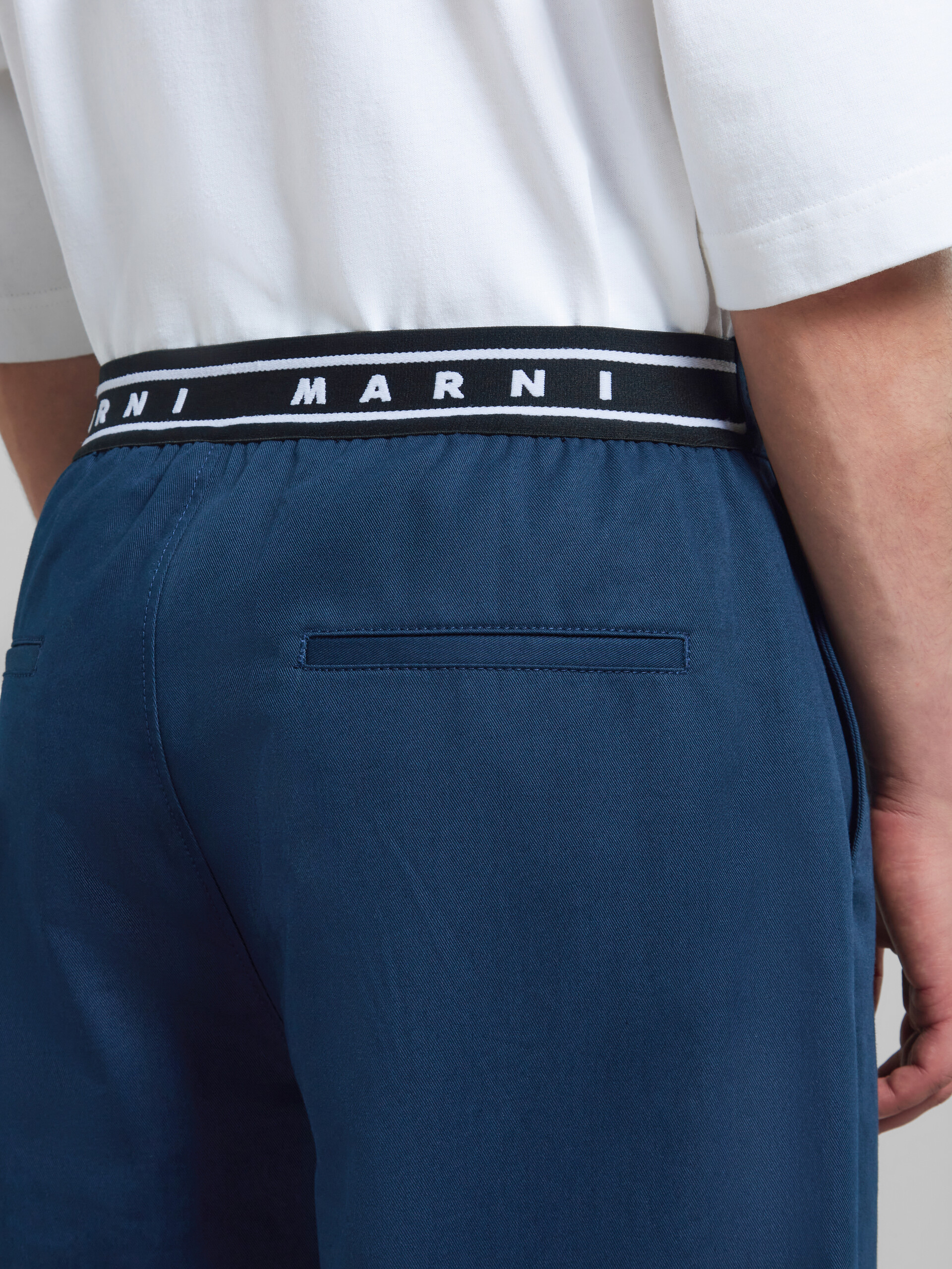 Blue bio gabardine trousers with back logo waist - Pants - Image 4