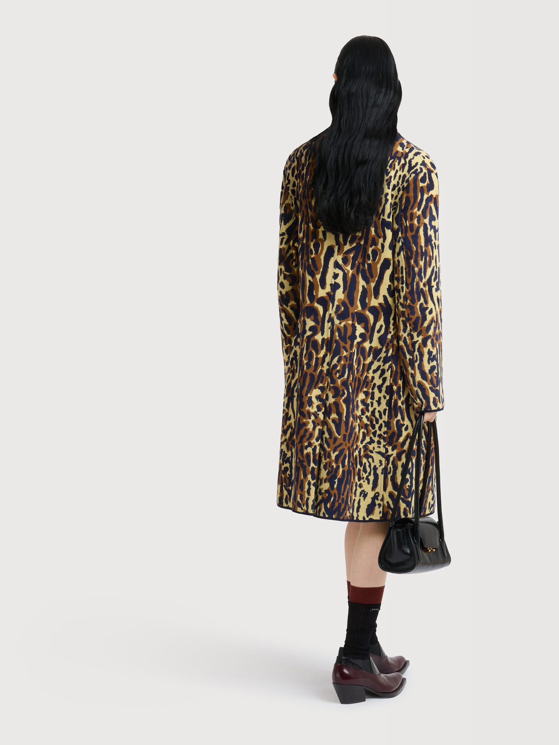 Yellow animalier wool chenille coat - Coats - Image 4