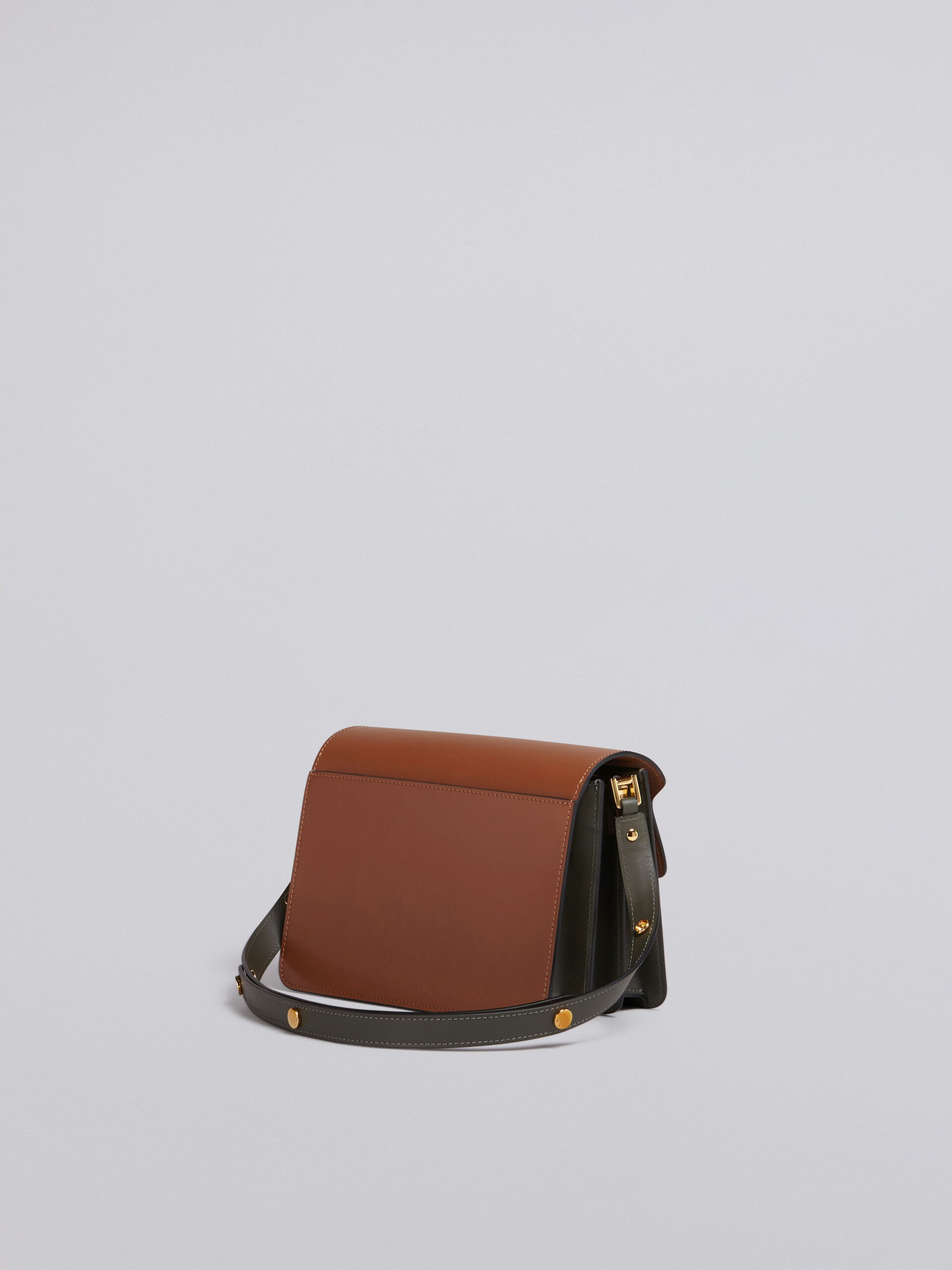TRUNK media bag in brown white and green leather - Shoulder Bag - Image 2