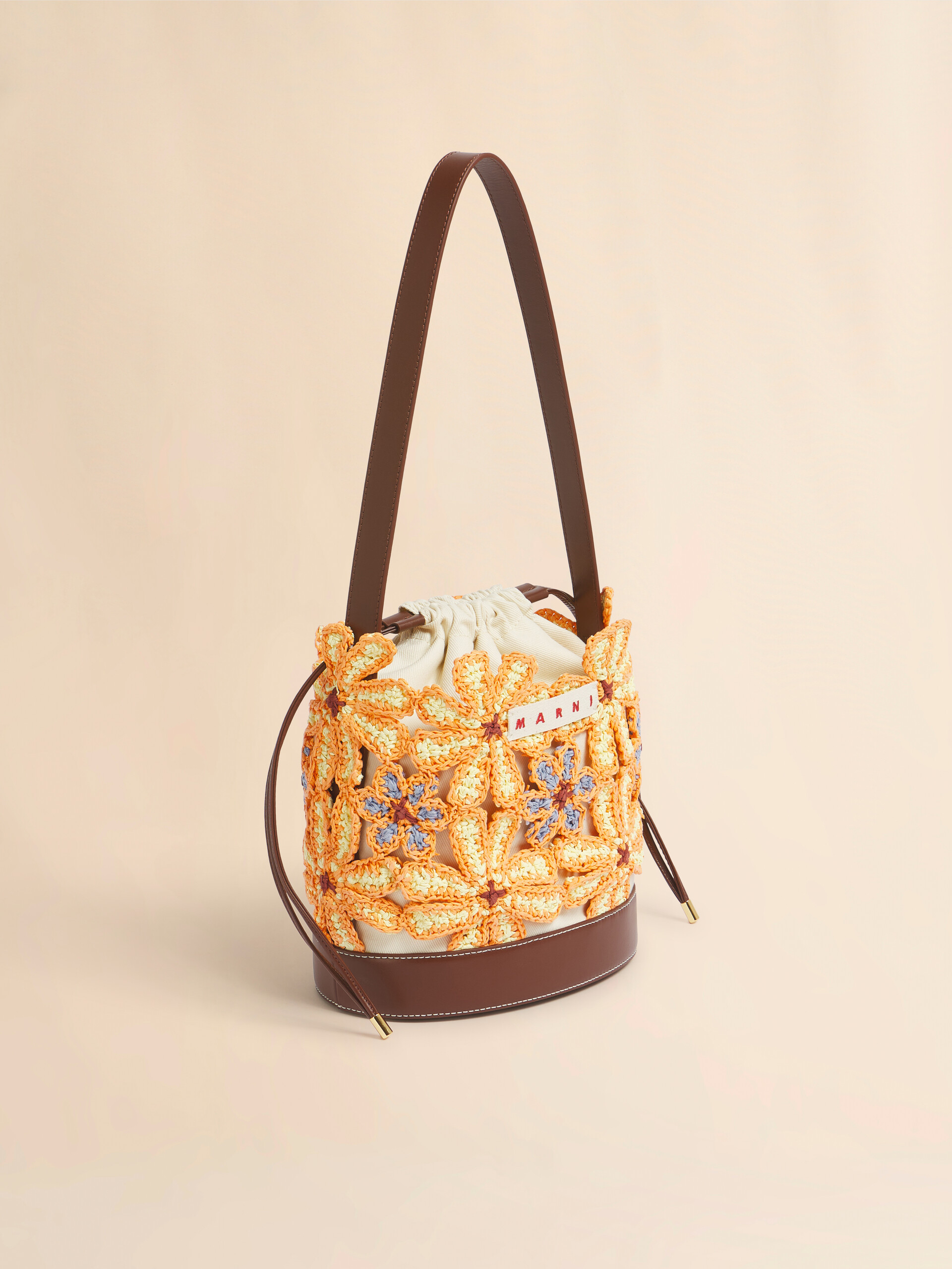 Yellow paper raffia flower Seaside bucket bag - Shoulder Bags - Image 2
