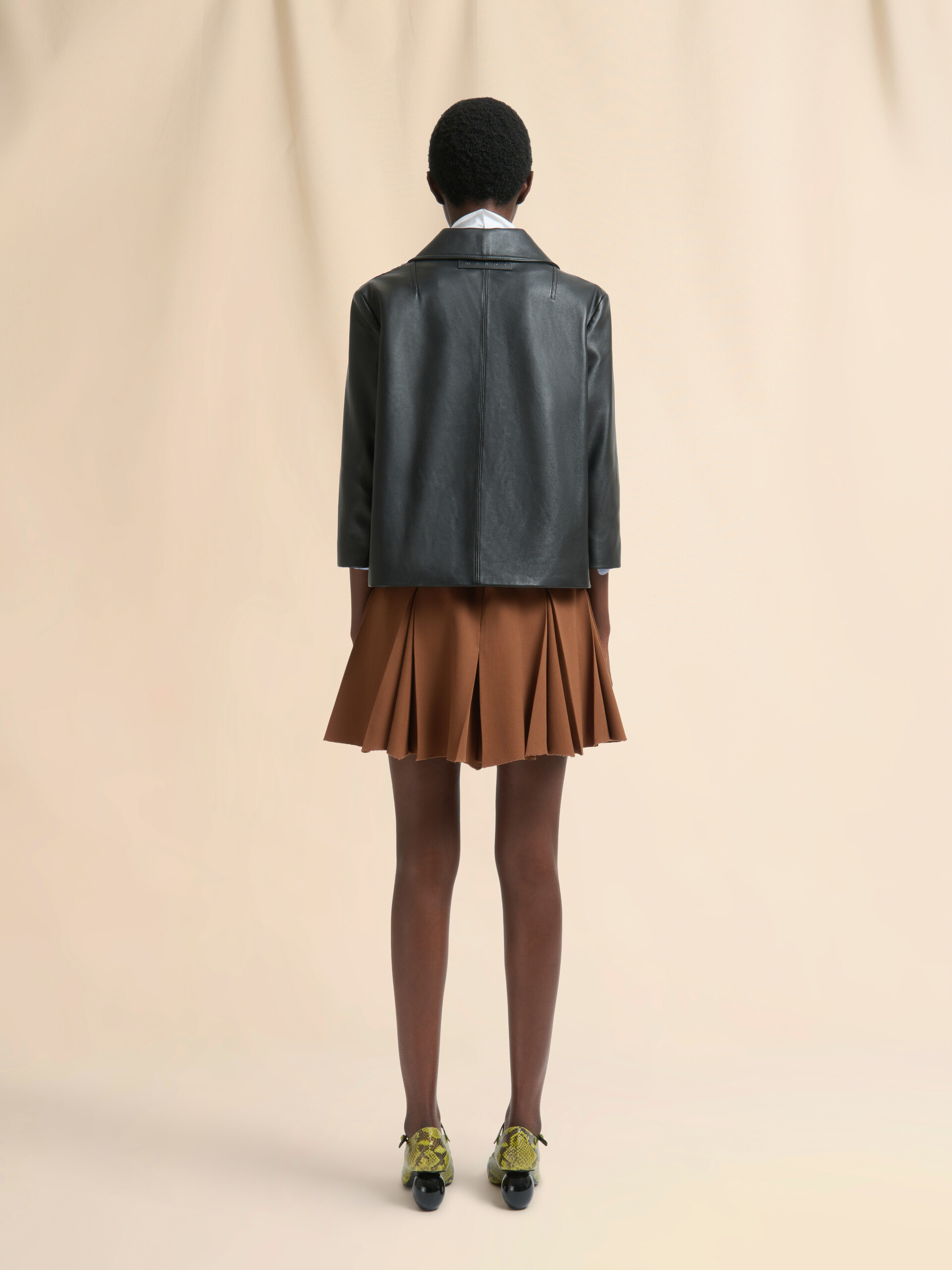 Black leather and pony hair jacket - Jackets - Image 3