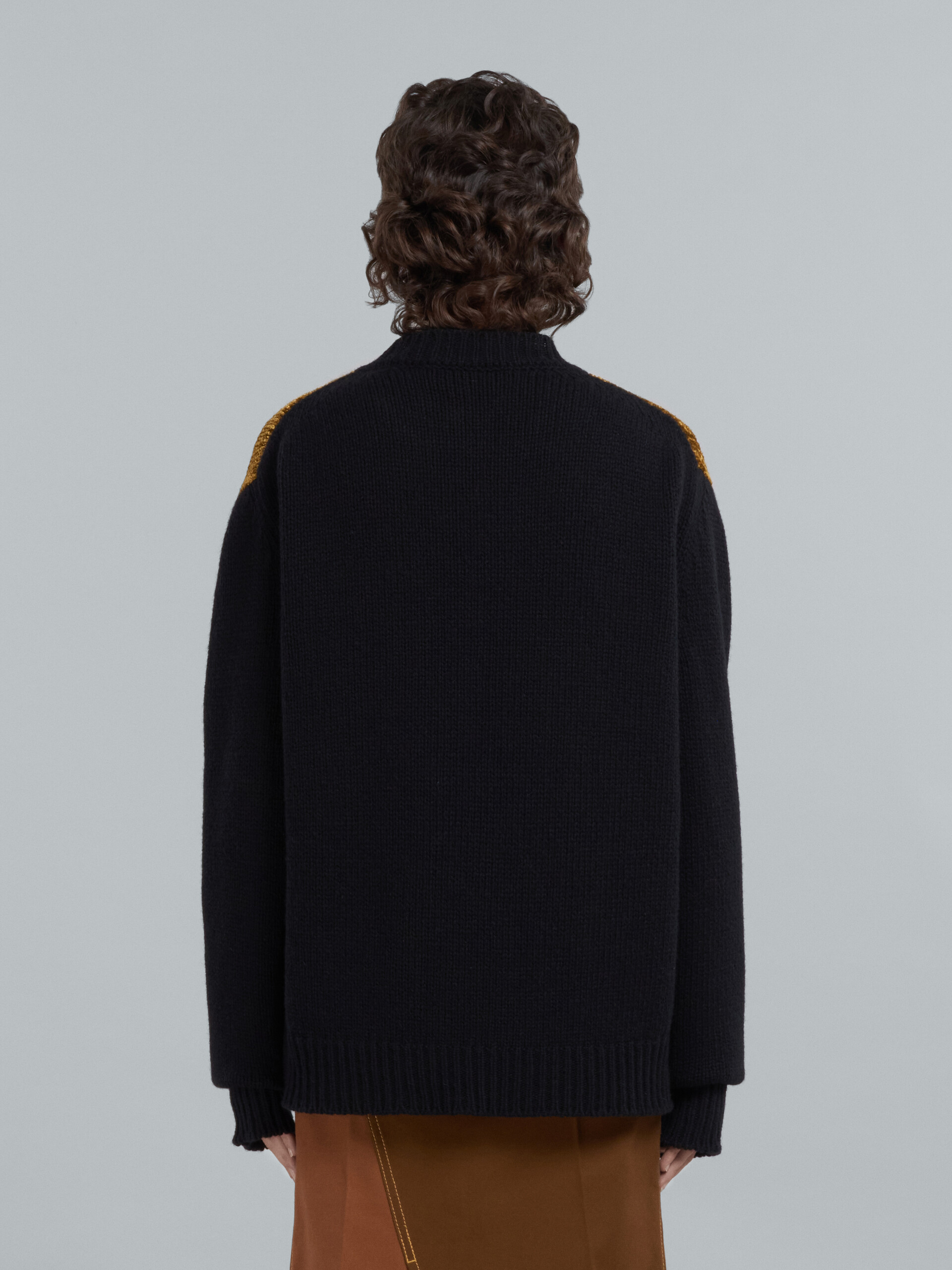 MARNI x CARHARTT WIP - Jersey de cuello redondo de lana negra y chenilla con logotipo - jerseys - Image 3