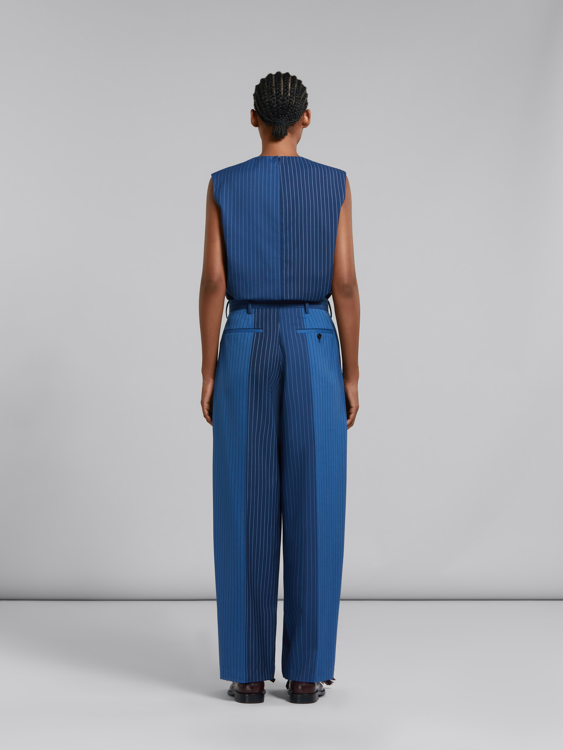 Blue dégradé pinstripe wool trousers - Pants - Image 3
