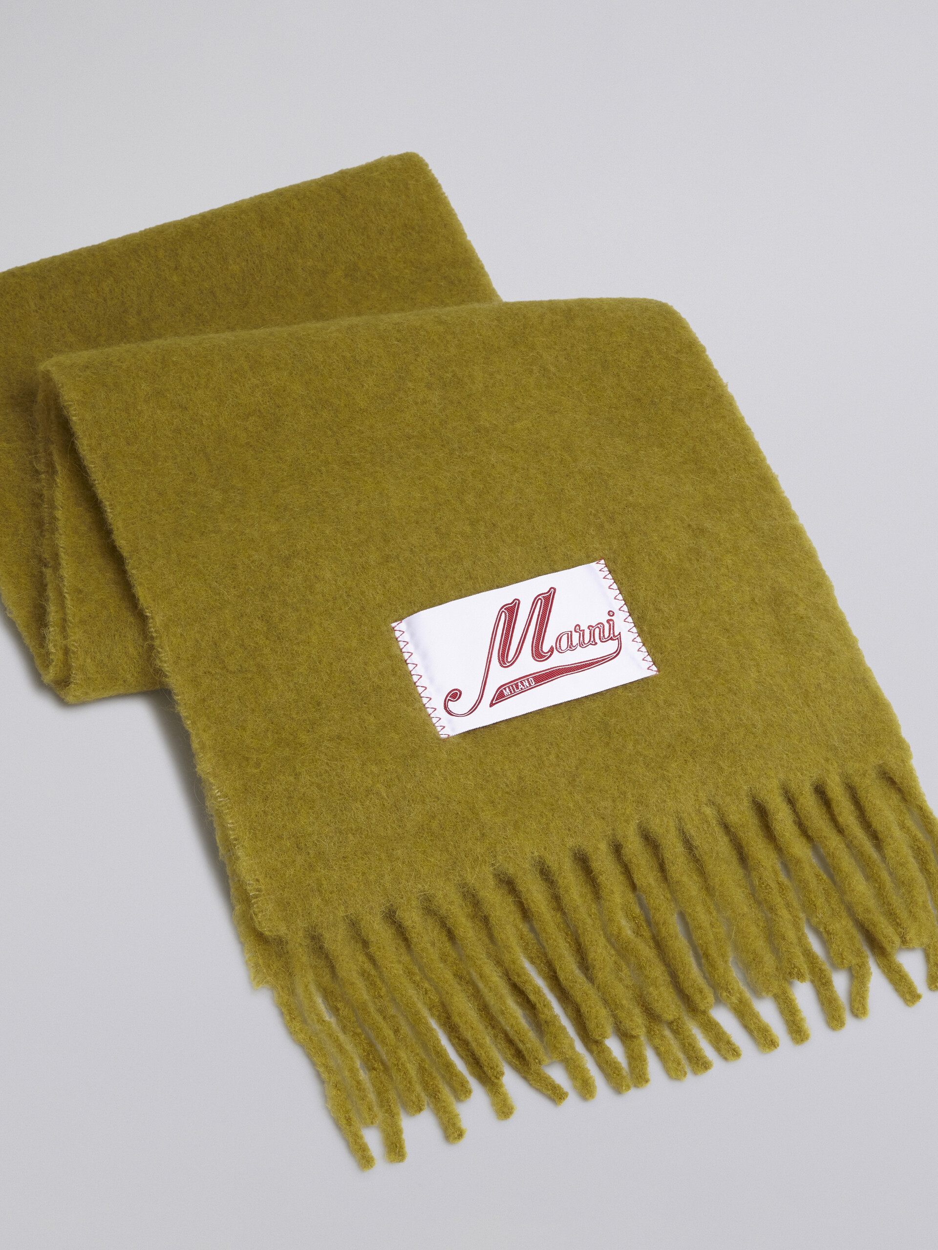 Yellow brushed alpaca scarf with fringes - Scarves - Image 3