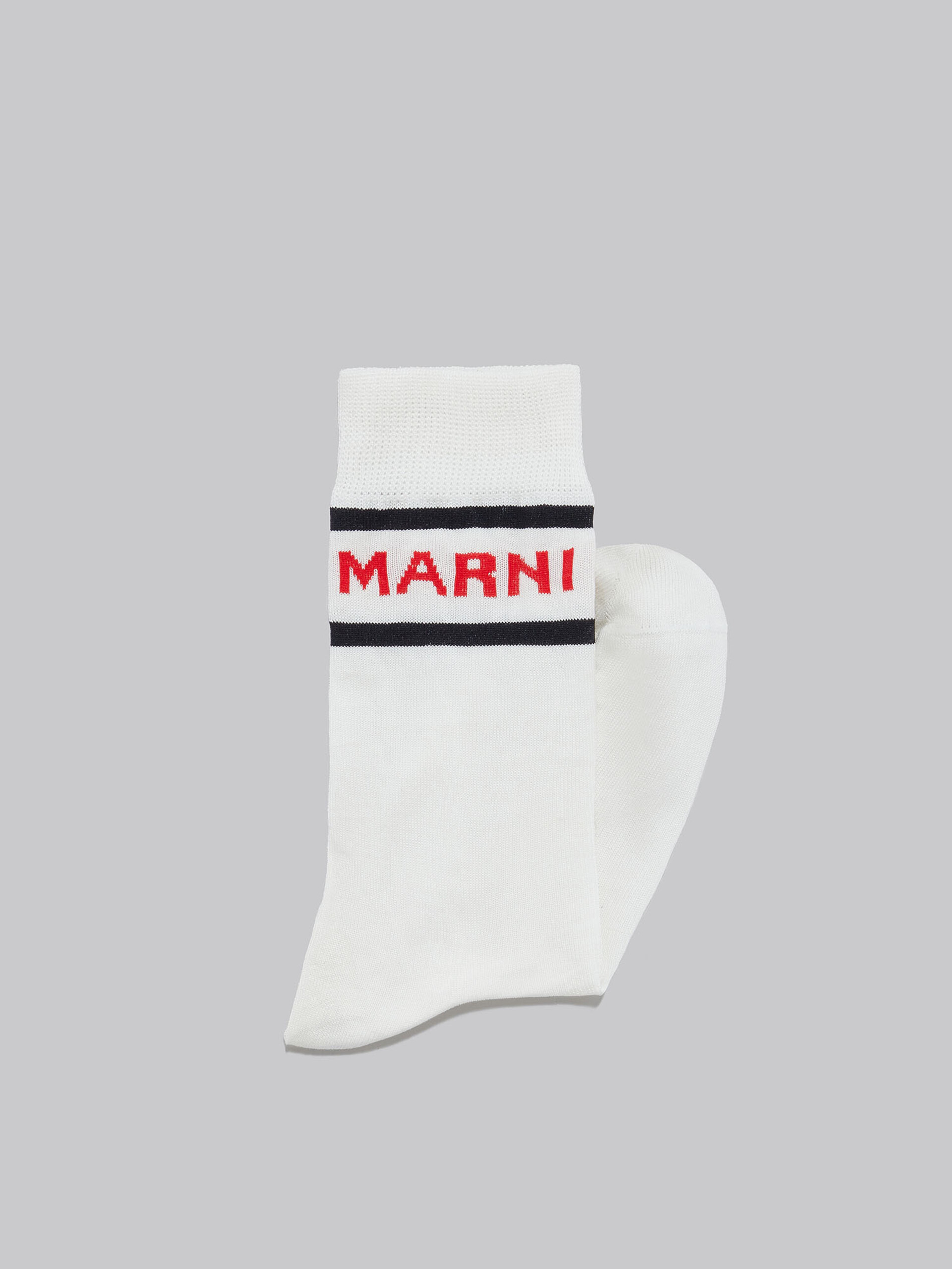 White cotton socks with logo - Socks - Image 2